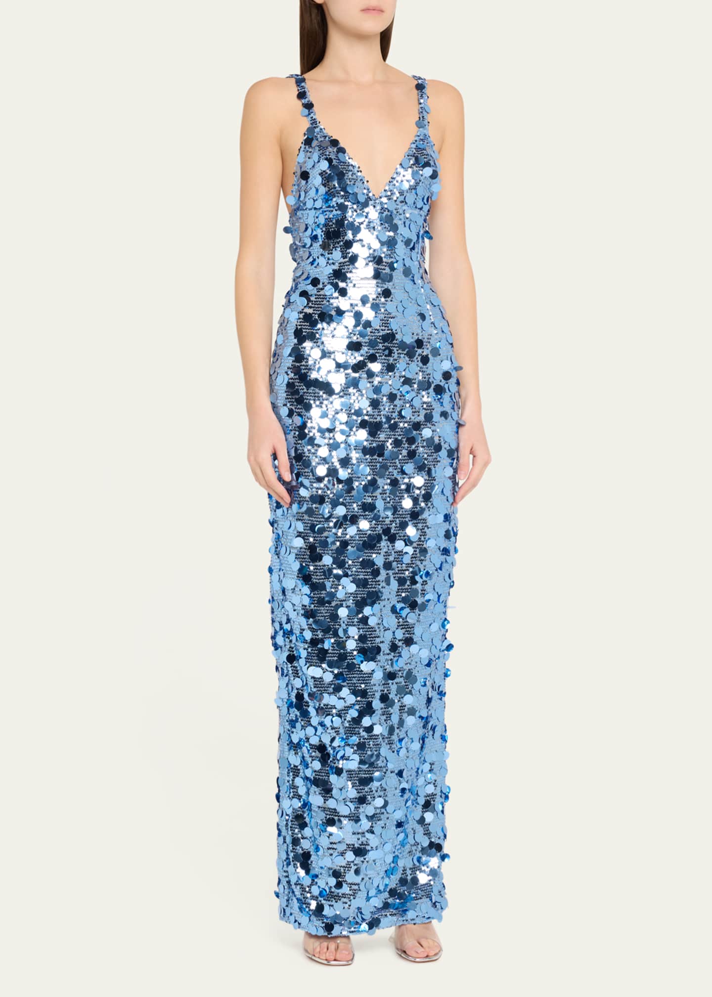 Bronx and Banco Allegra Deep V-Neck Sequin Column Gown Image 4 of 5
