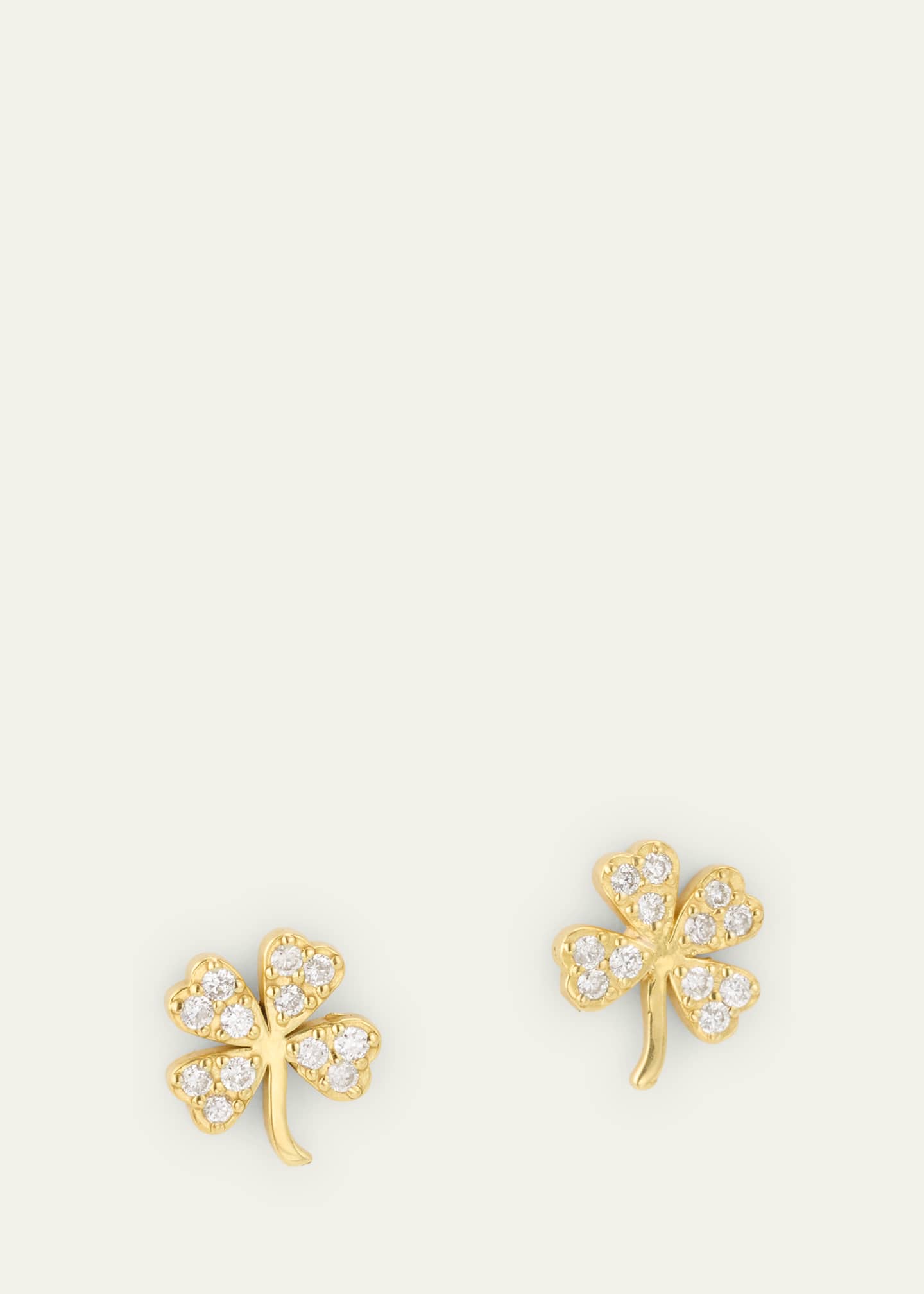 Jennifer Meyer Mini Clover Stud Earrings with Diamonds Image 3 of 4