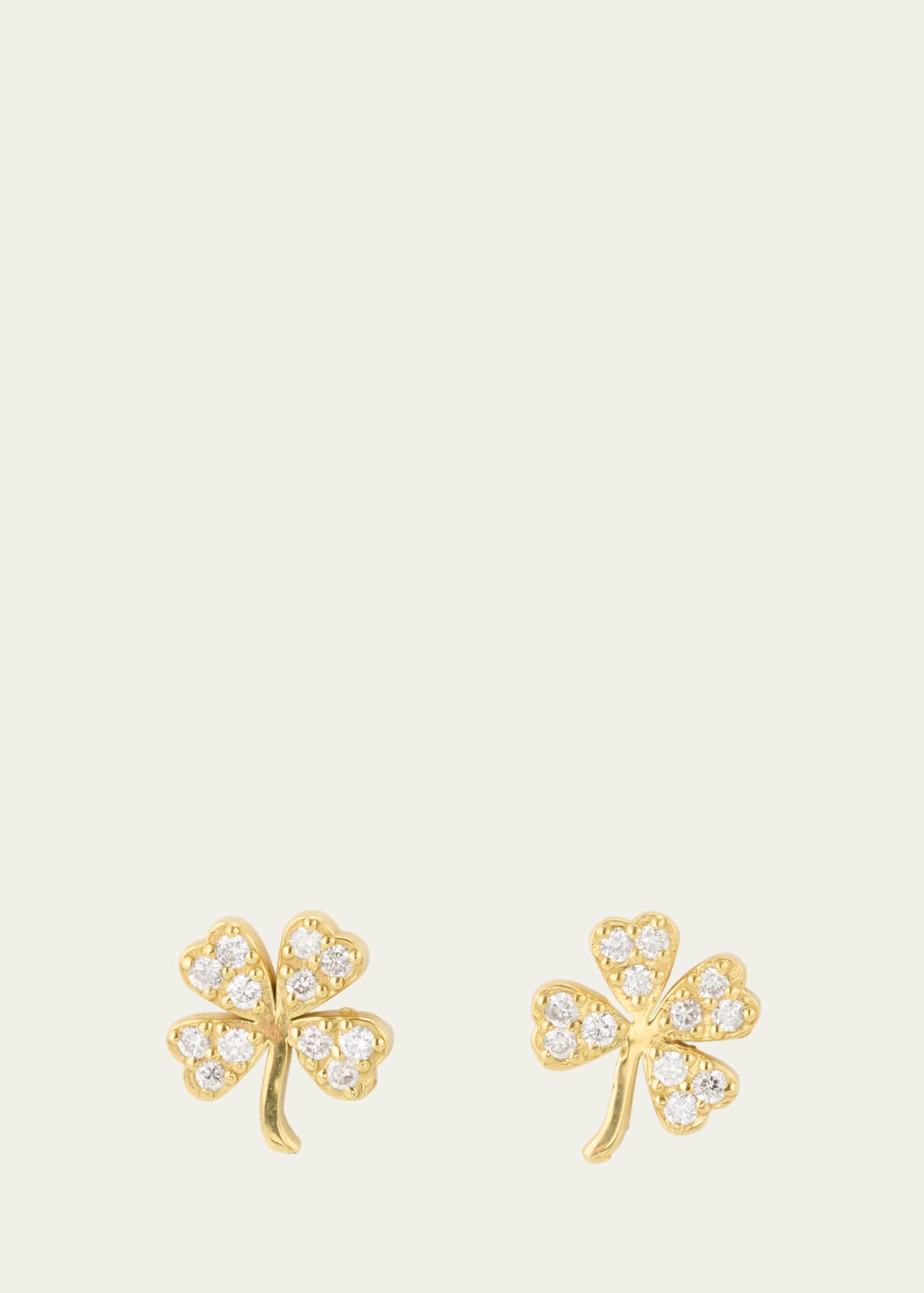 Jennifer Meyer Mini Clover Stud Earrings with Diamonds Image 1 of 4