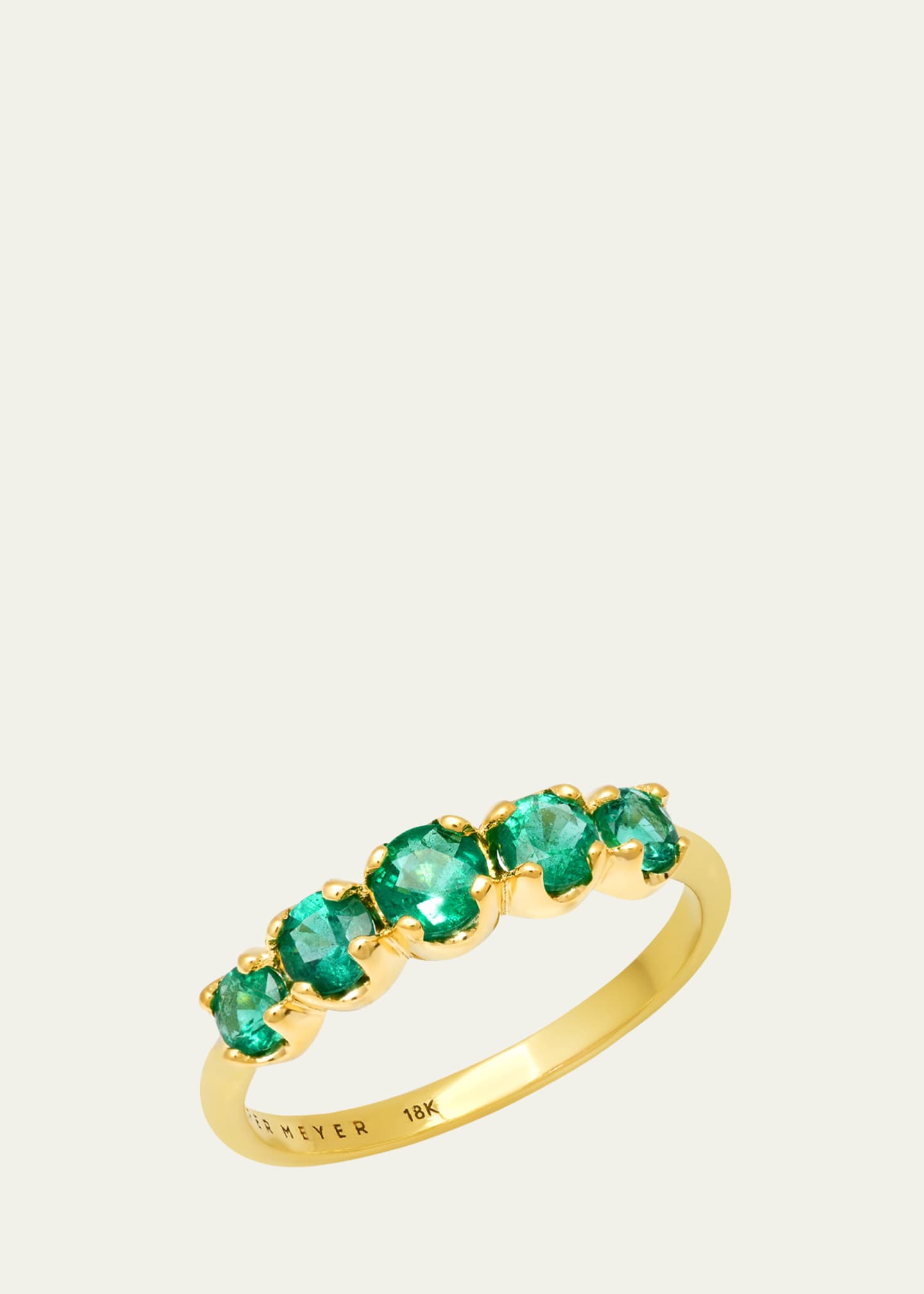 Jennifer Meyer 18K Yellow Gold Small Graduate Emerald Ring, Size 6.5