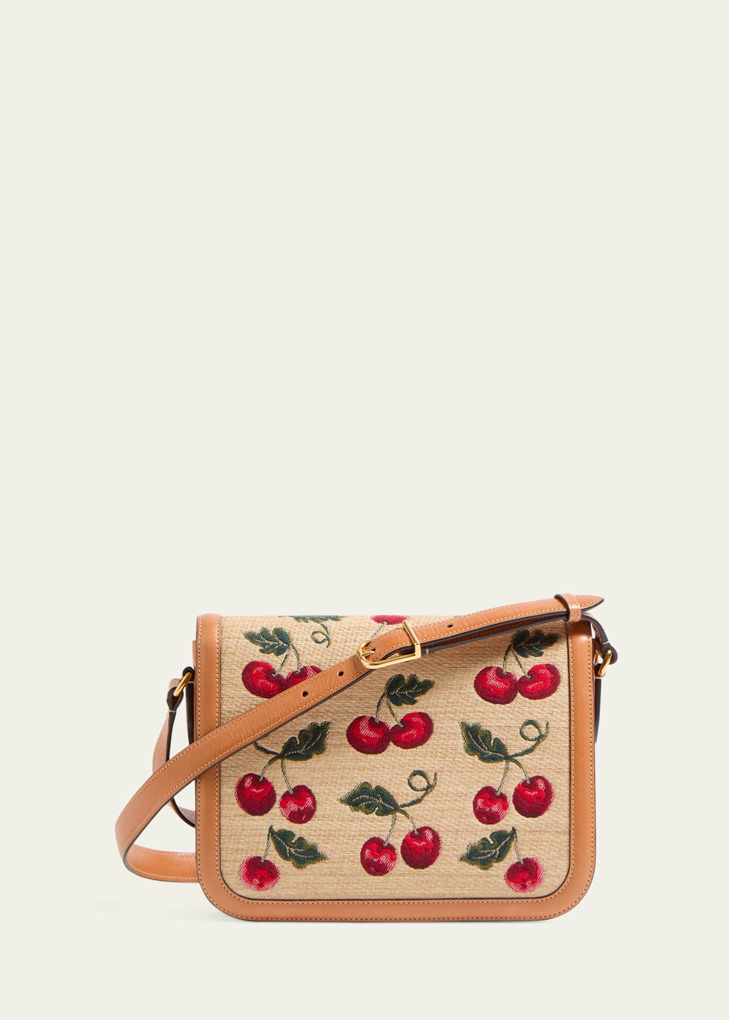 Valentino Garavani 9 to 5 Cherries Jacquard Saddle Crossbody Bag Image 3 of 5