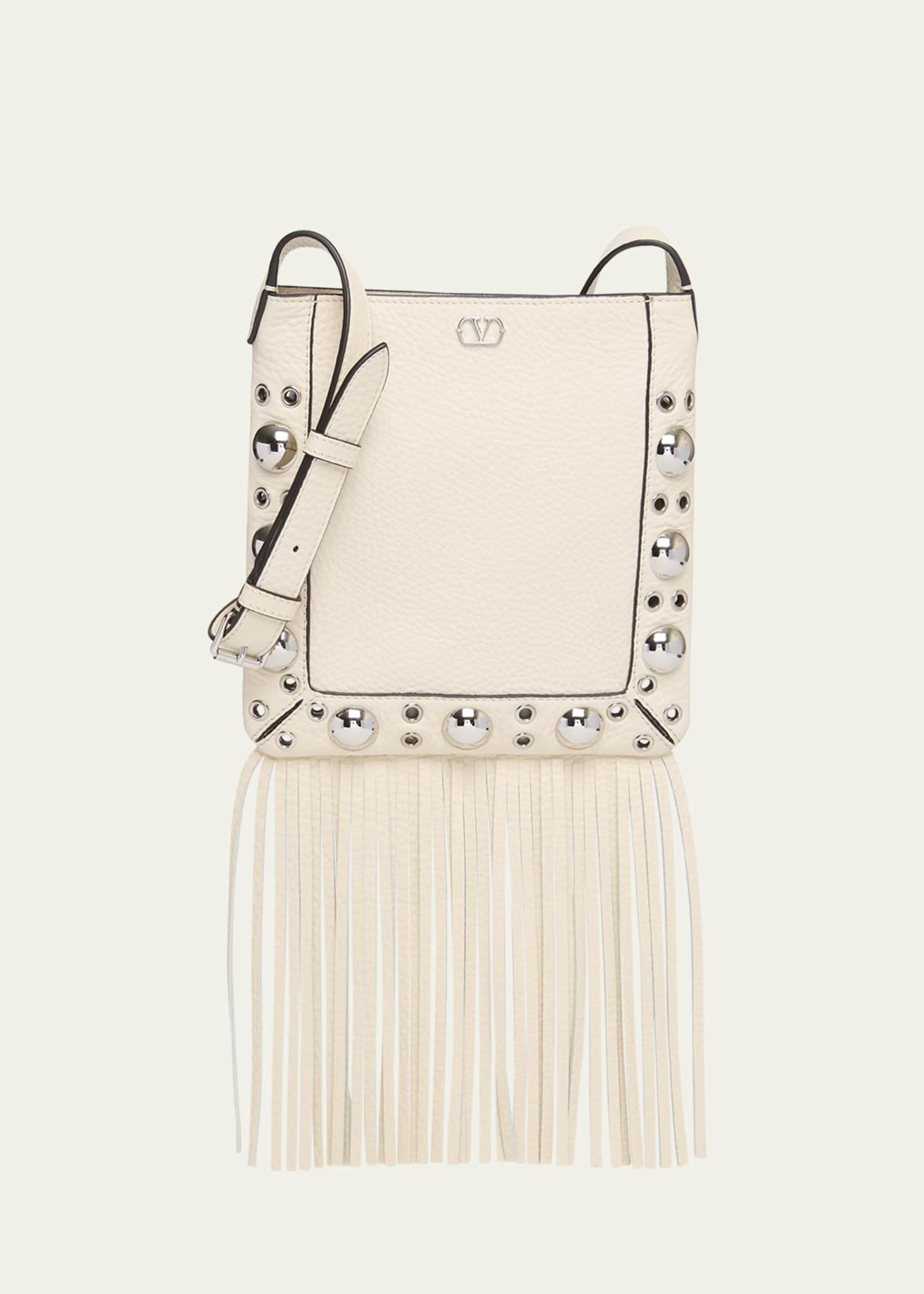 Valentino Garavani Nellcote Small Fringe Studded Leather Crossbody Bag Image 1 of 5