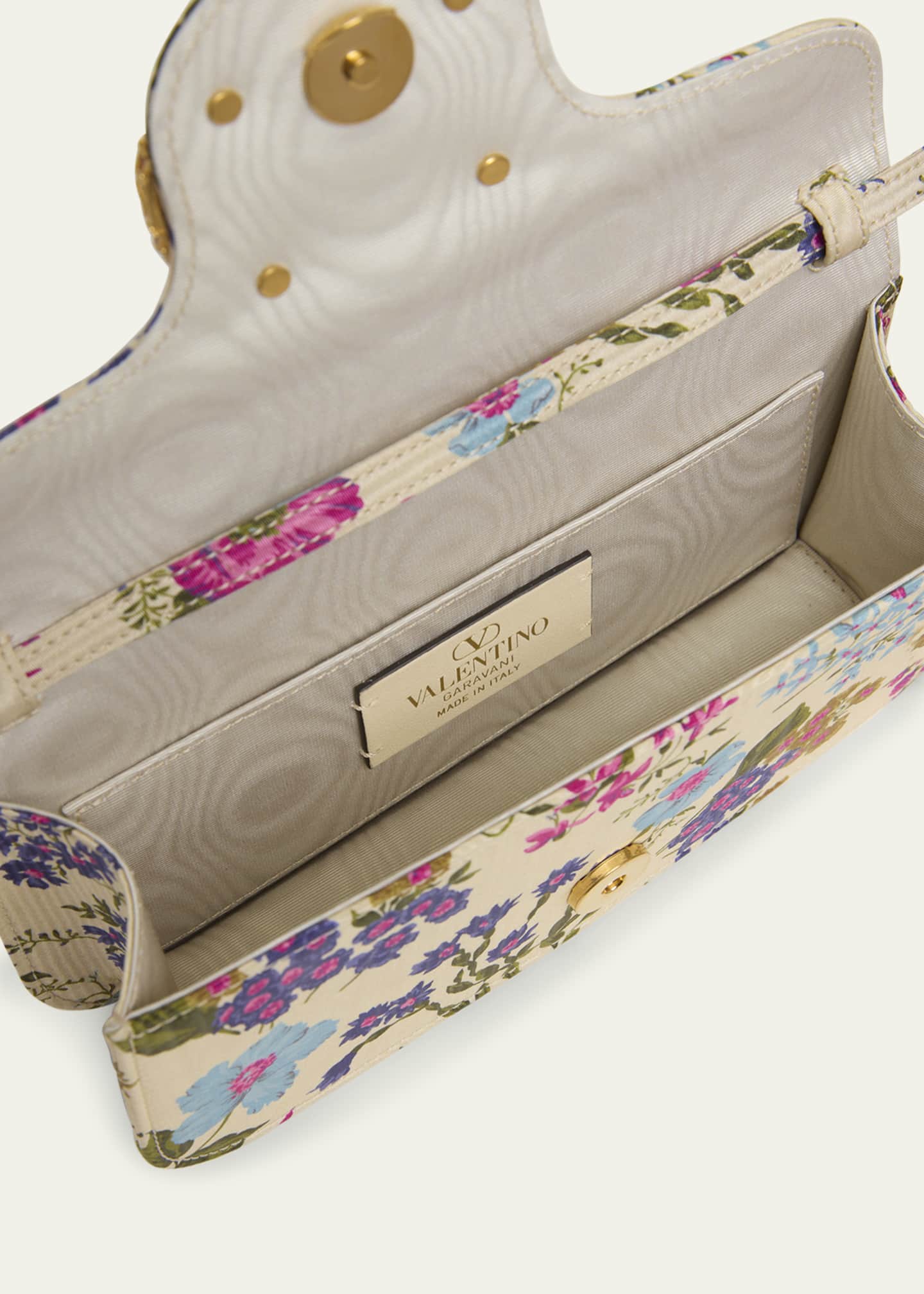 Valentino Garavani Loco VLOGO Moire Floral Satin Clutch Bag Image 4 of 5