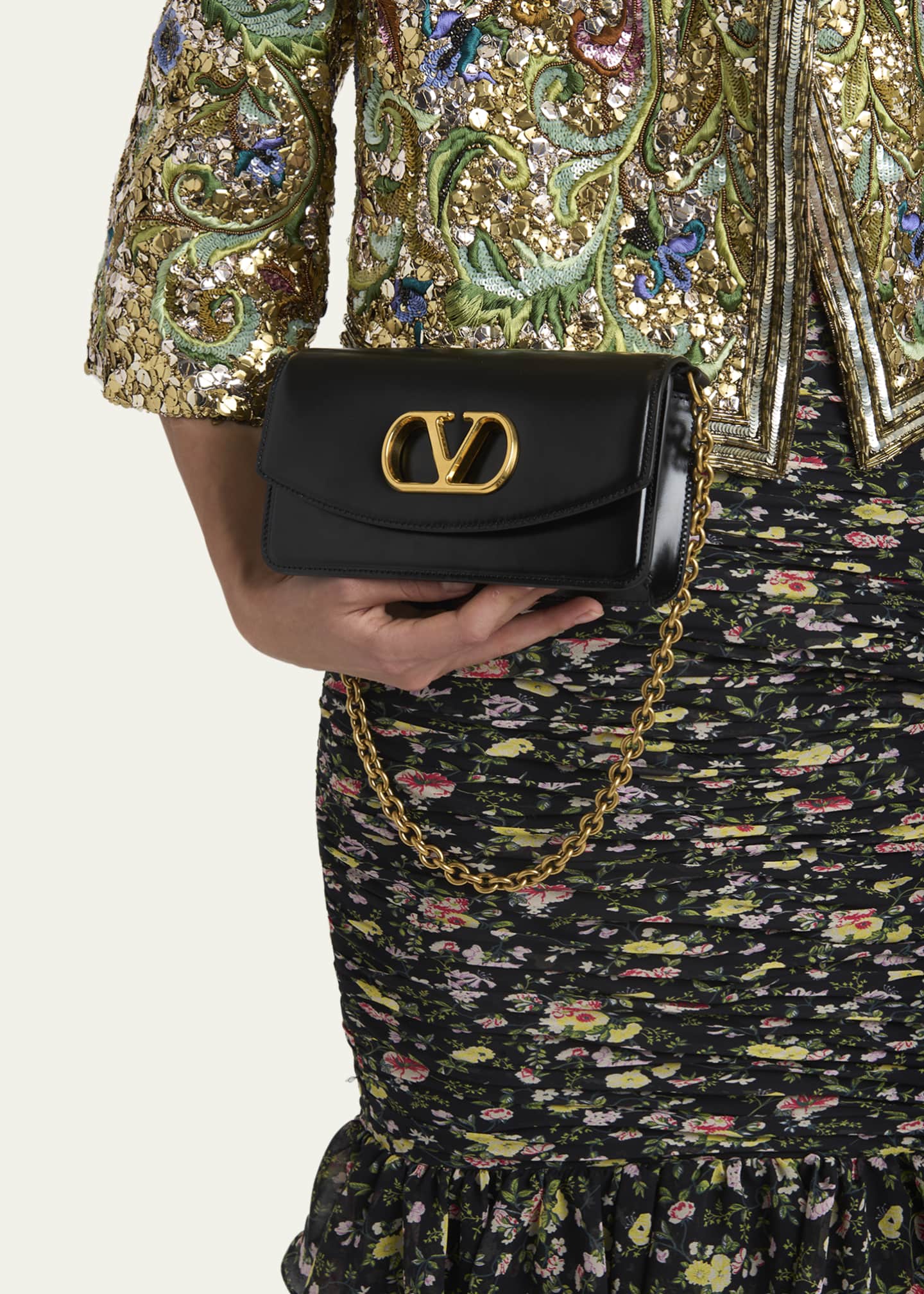Valentino Garavani Vain Small VLOGO Leather Clutch Bag Image 2 of 5