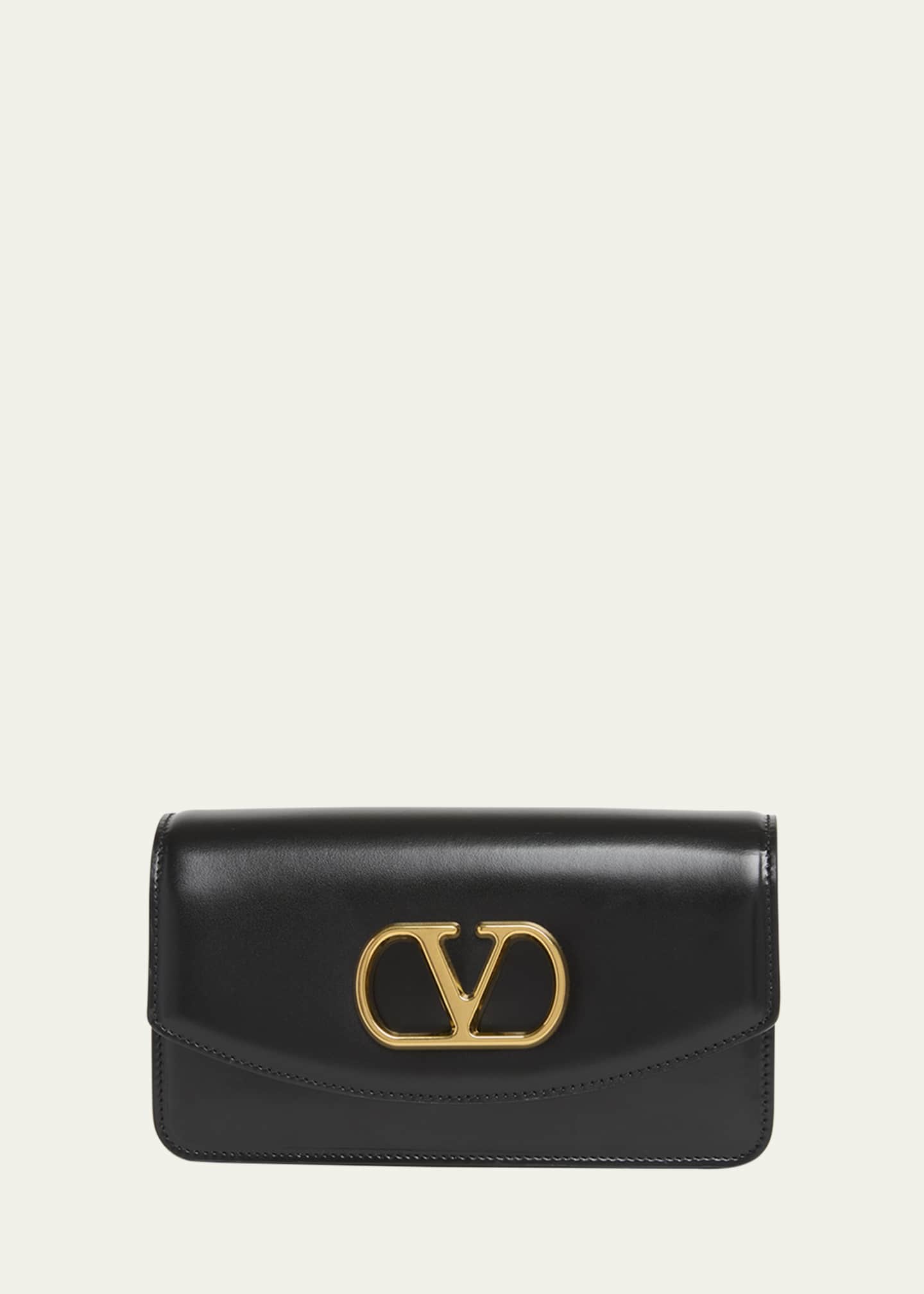 Valentino Garavani Vain Small VLOGO Leather Clutch Bag Image 1 of 5