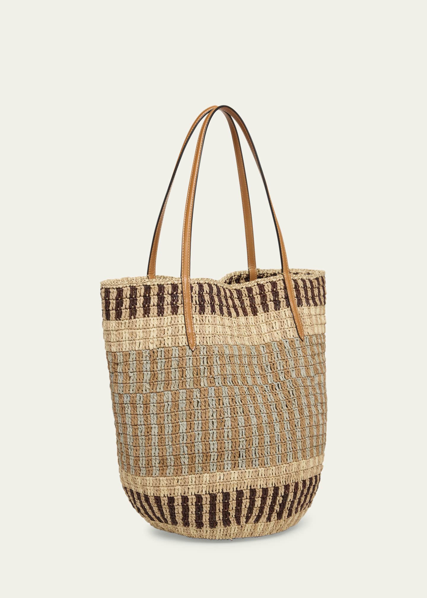 Valentino Garavani VLOGO Signature Crochet Straw Tote Bag Image 3 of 6