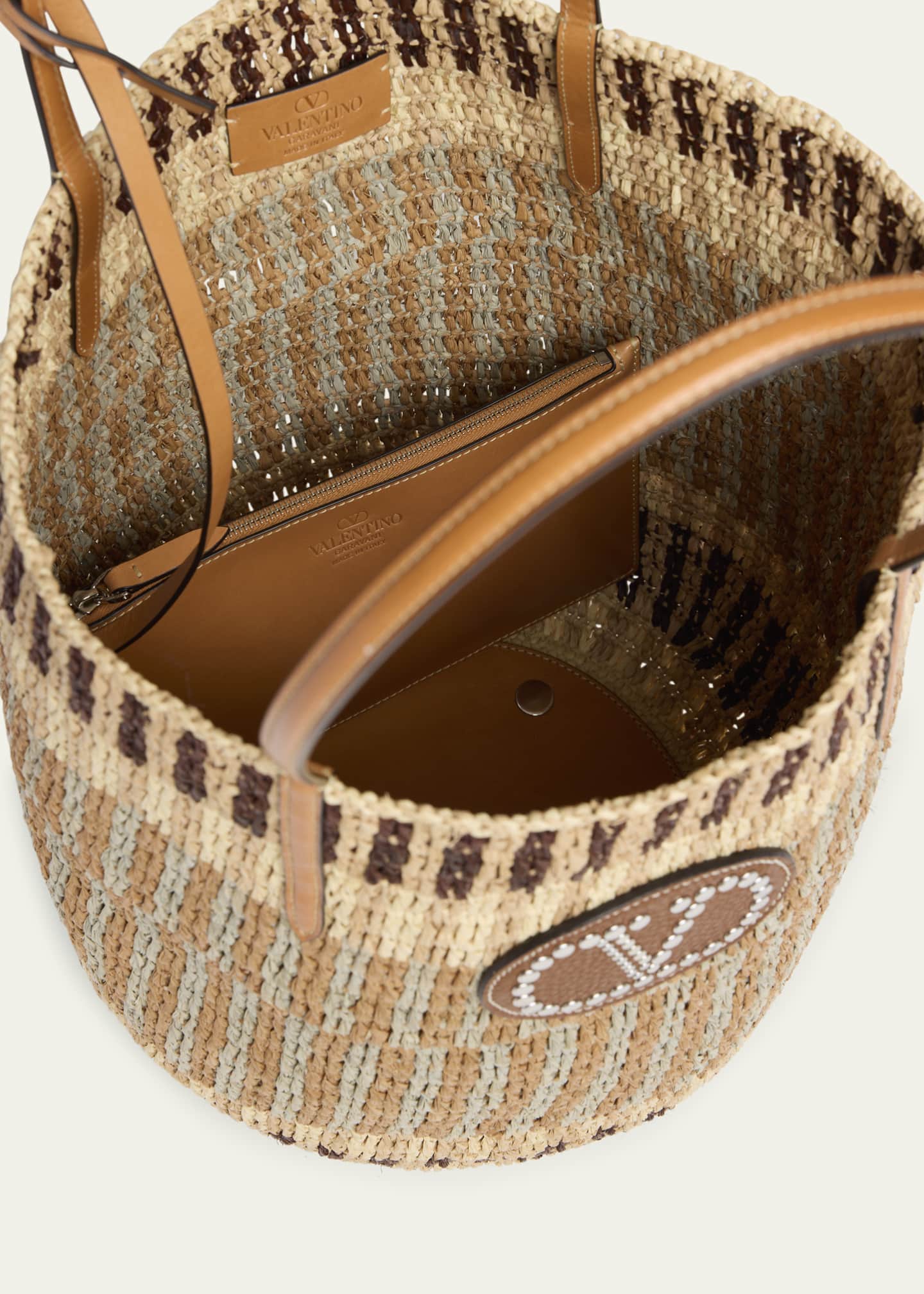 Valentino Garavani VLOGO Signature Crochet Straw Tote Bag Image 4 of 6