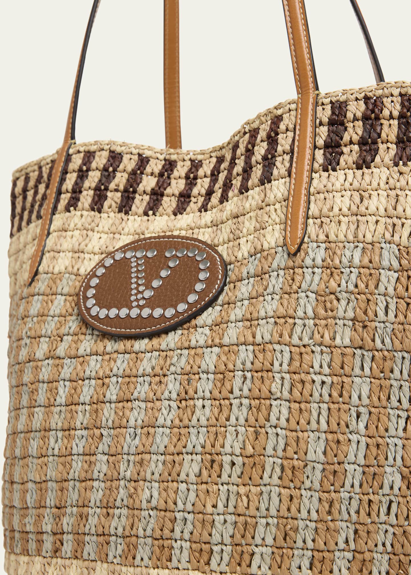 Valentino Garavani VLOGO Signature Crochet Straw Tote Bag Image 6 of 6