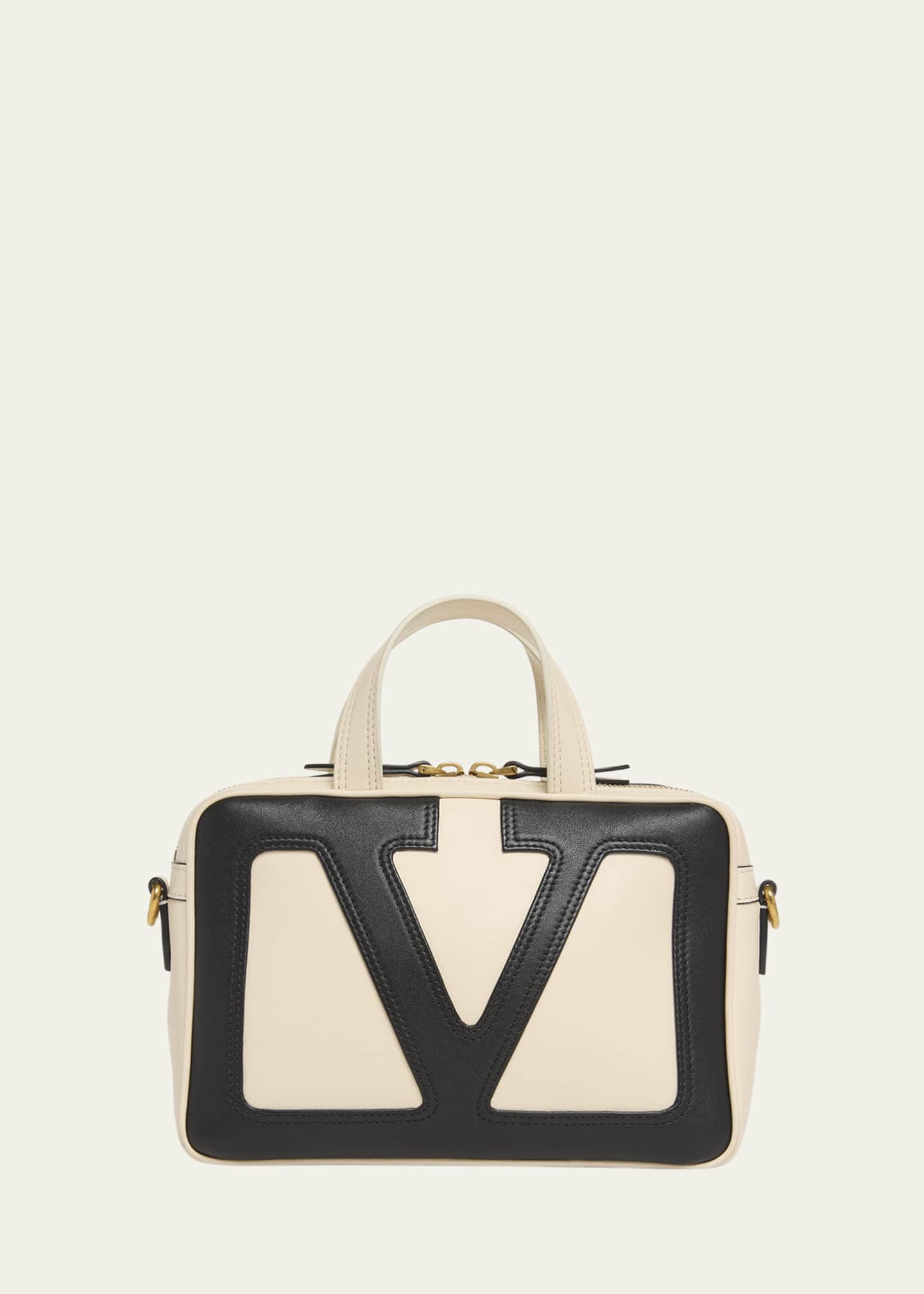Valentino Garavani Viva Superstar Small VLOGO Leather Duffle Top-Handle Bag Image 1 of 3