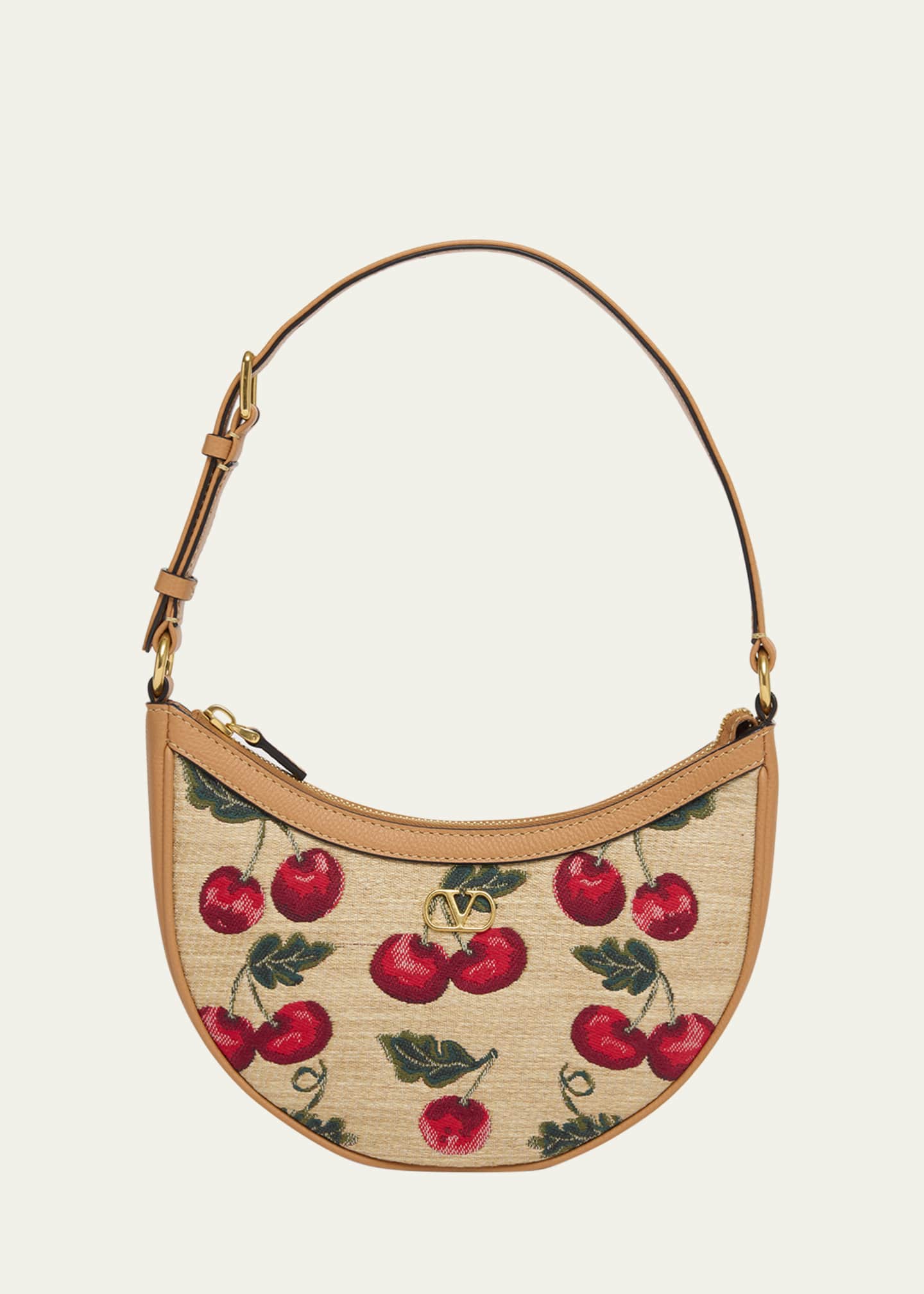 Valentino Garavani VLOGO Signature Mini Cherries Jacquard Shoulder Bag Image 1 of 5