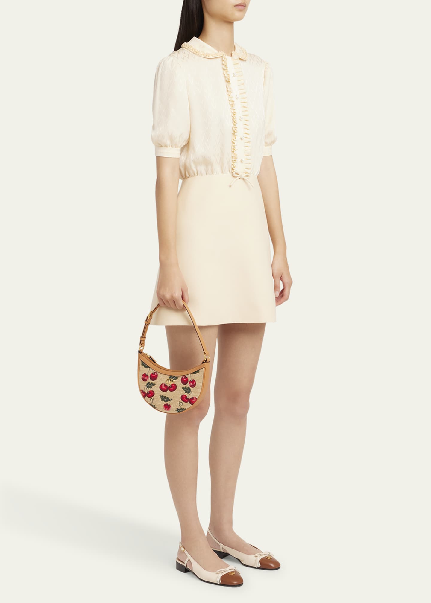 Valentino Garavani VLOGO Signature Mini Cherries Jacquard Shoulder Bag Image 5 of 5