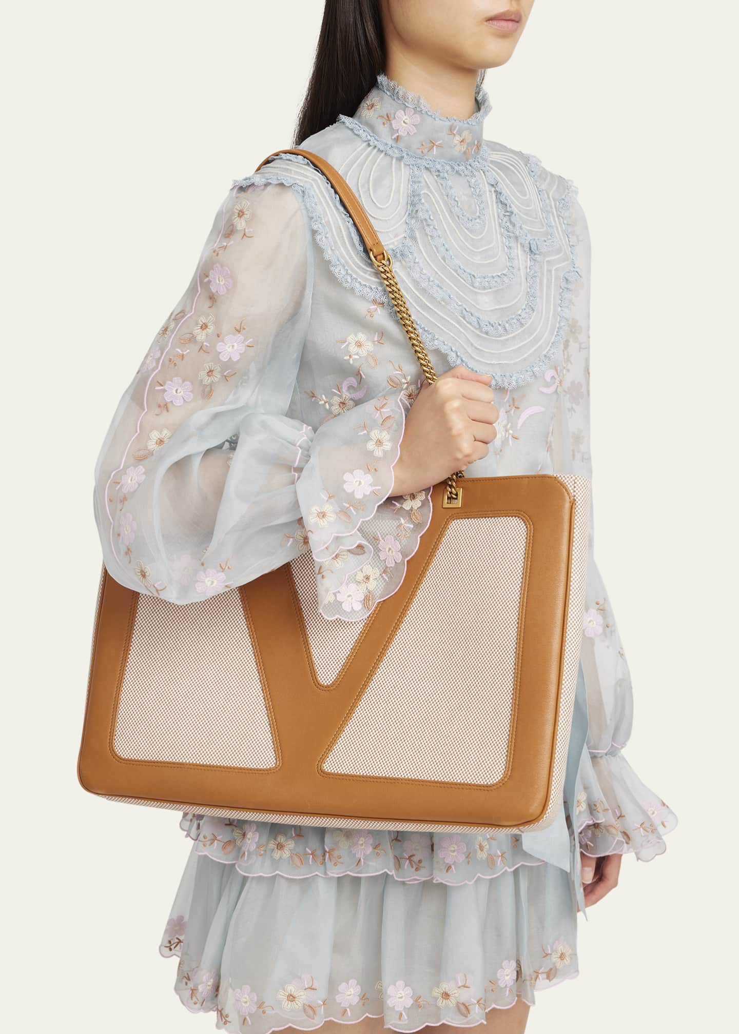 Valentino Garavani Viva Superstar Large VLOGO Canvas Tote Bag Image 2 of 5
