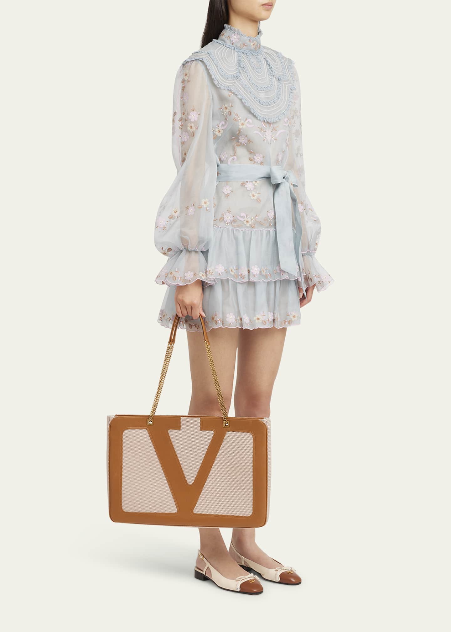 Valentino Garavani Viva Superstar Large VLOGO Canvas Tote Bag Image 5 of 5