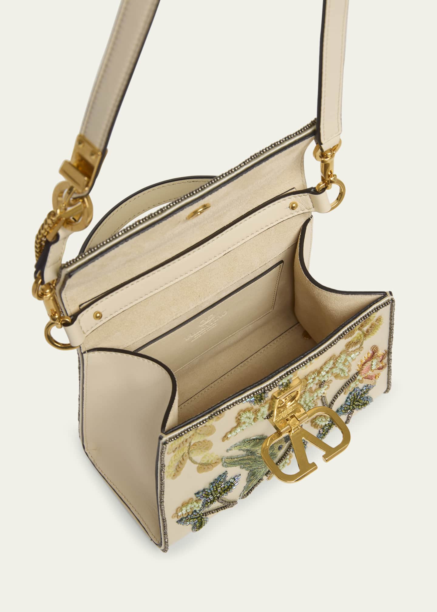 Valentino Garavani VSLING Mini Flower Bird Beaded Satin Top-Handle Bag Image 4 of 5