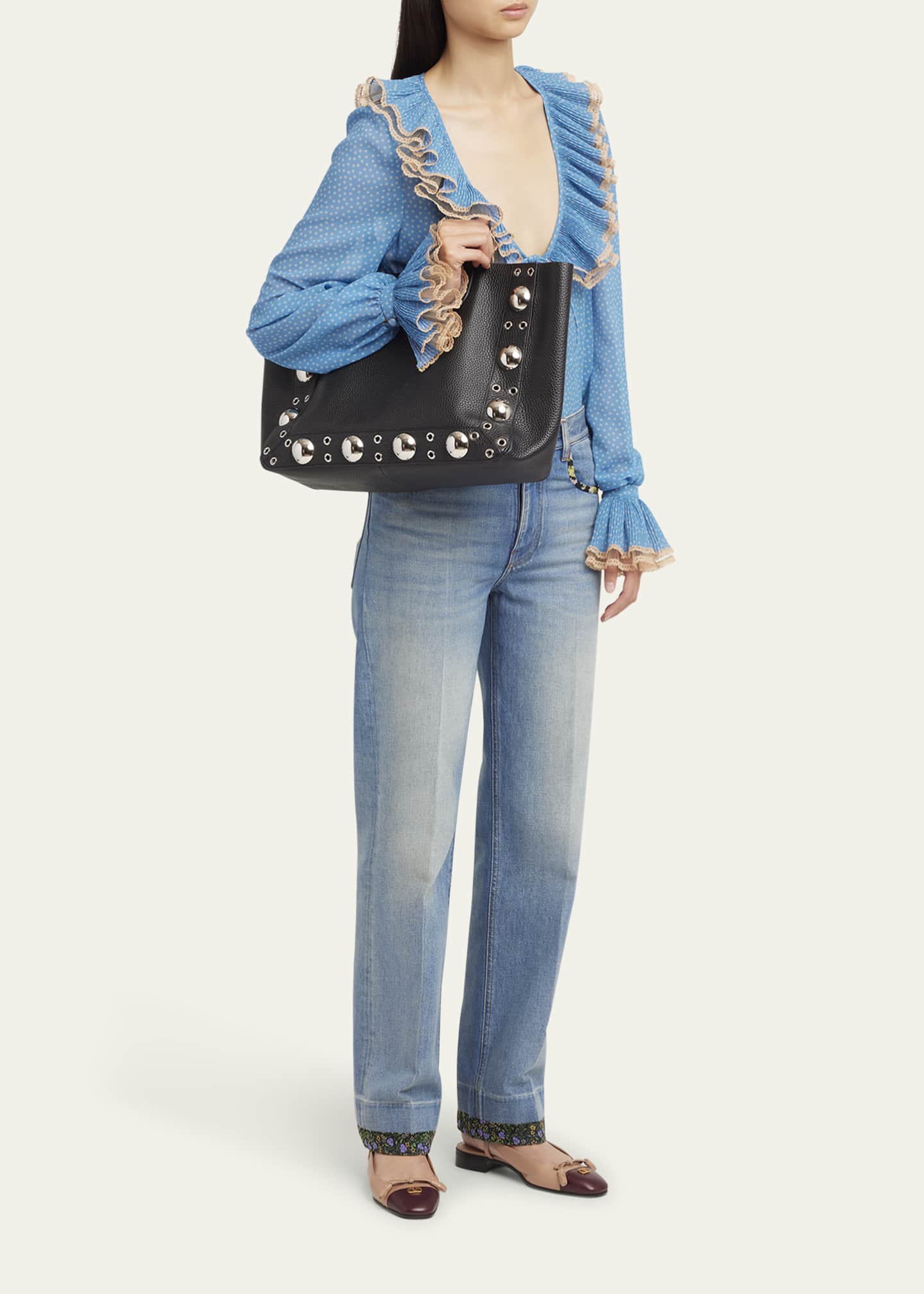 Valentino Garavani Nellcote Studded Leather Tote Bag Image 5 of 5