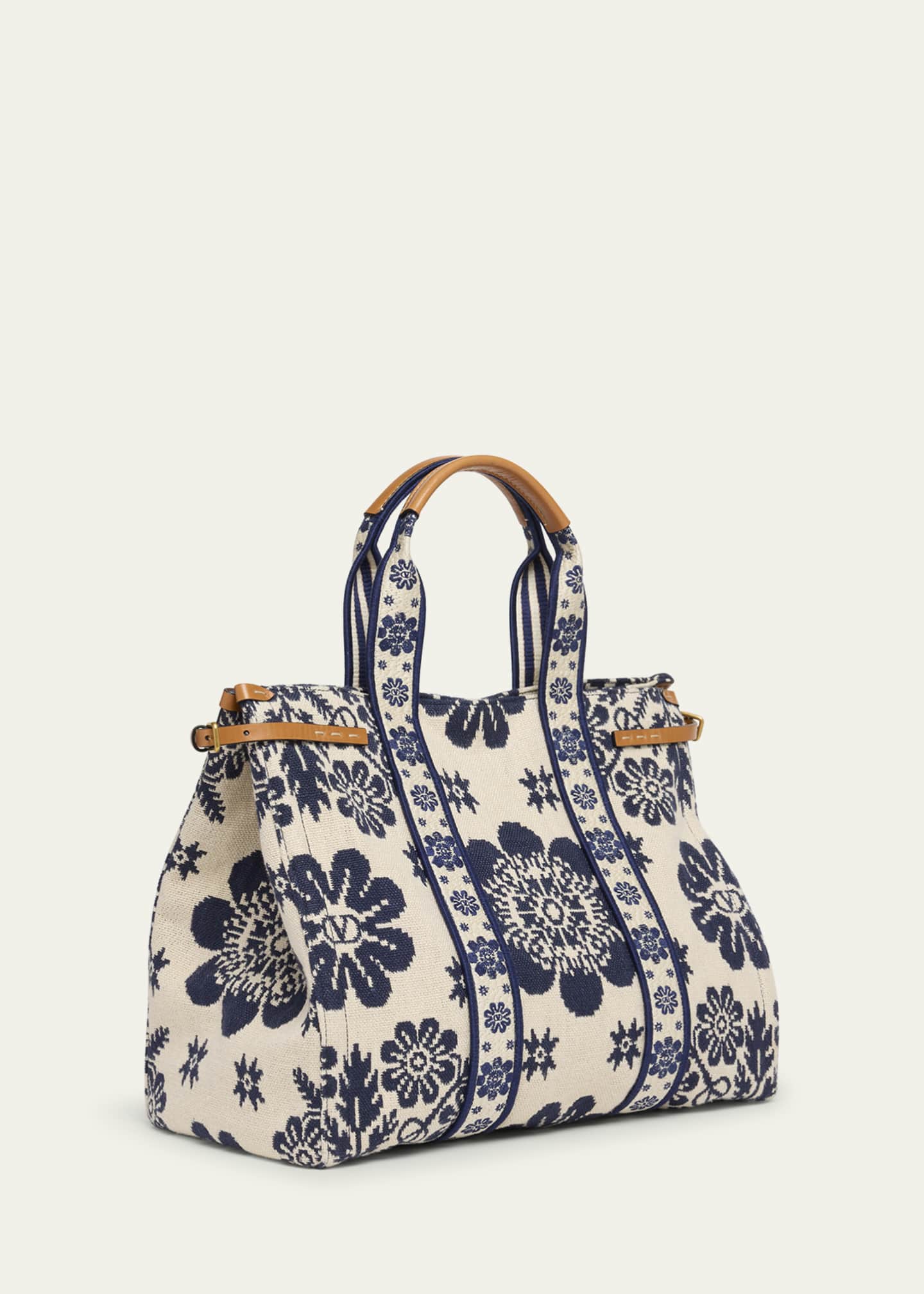 Valentino Garavani Antibes Jacquard Flower Canvas Tote Bag Image 3 of 5