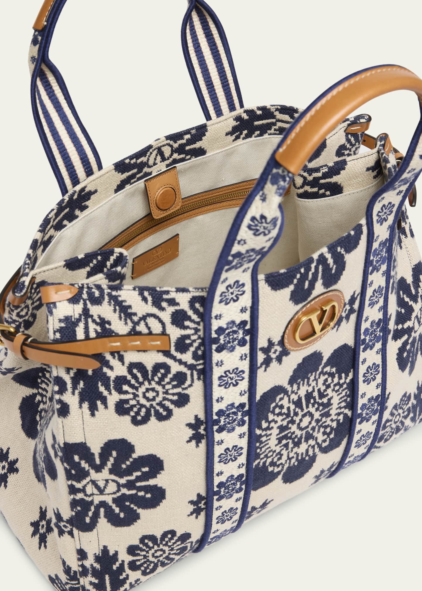 Valentino Garavani Antibes Jacquard Flower Canvas Tote Bag Image 4 of 5