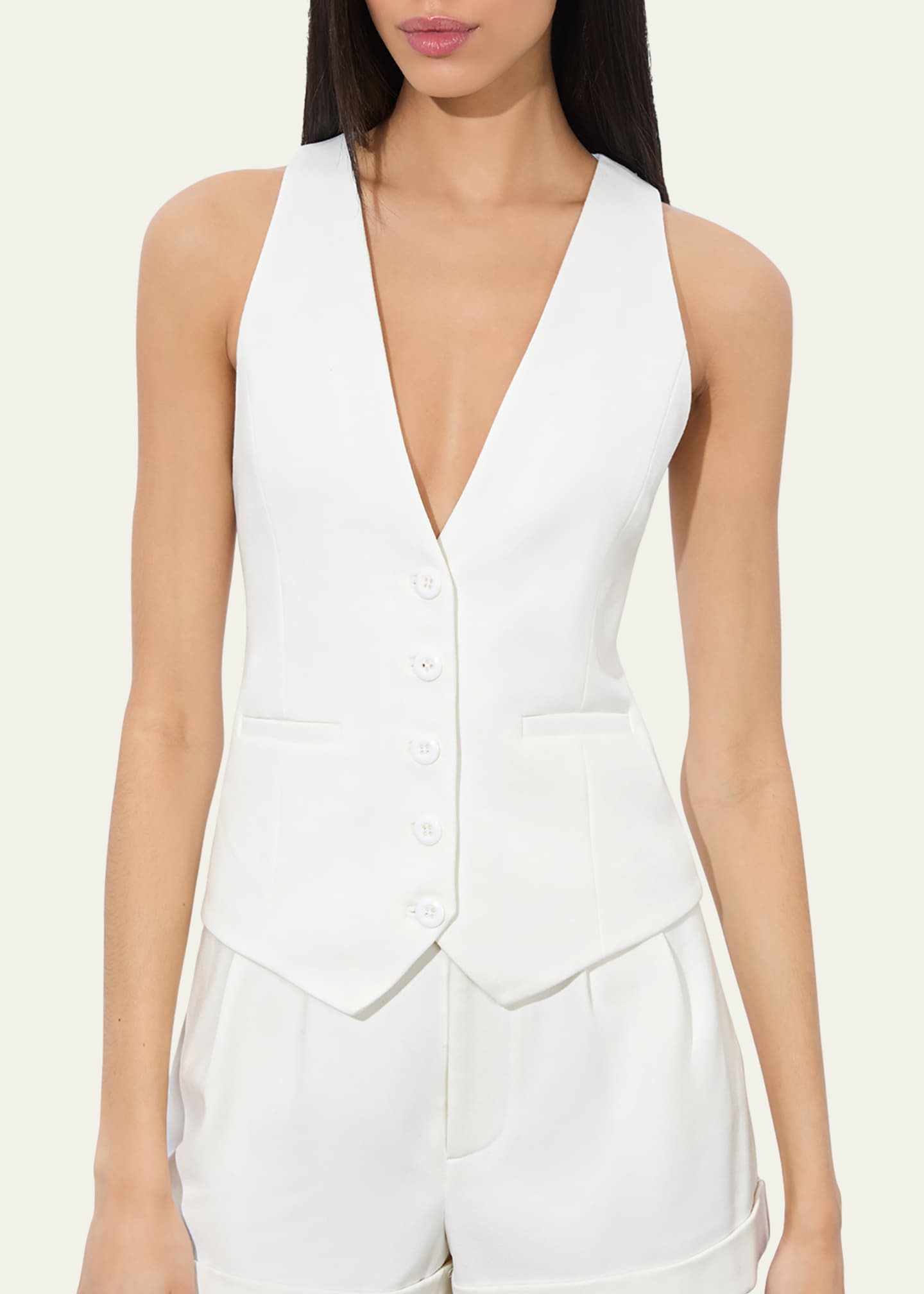 Alice + Olivia Mazie Deep V-Neck Slim Vest Image 4 of 6