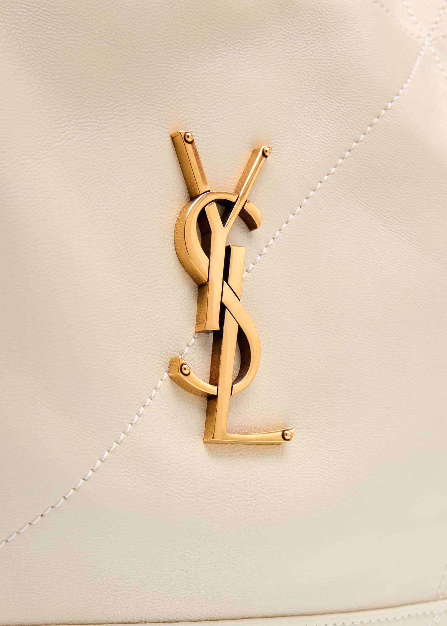 【関税&送料込】Saint Laurent Ivory Leather Pochon Shoulder Saint Laurent Jamie Large Pochon YSL Shoulder Bag in Quilted