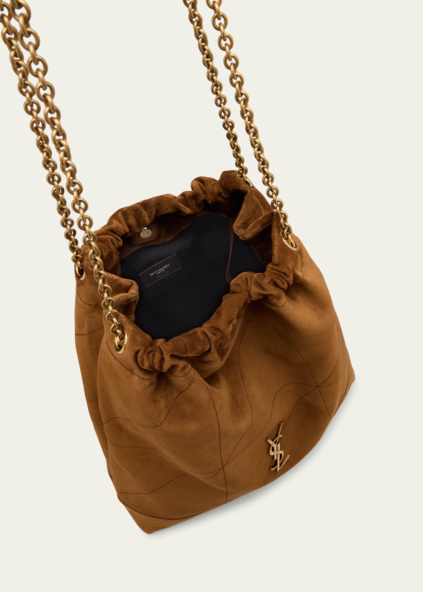 Saint Laurent Jamie Large Pochon YSL Shoulder Bag in Quilted Suede Image 3 of 5