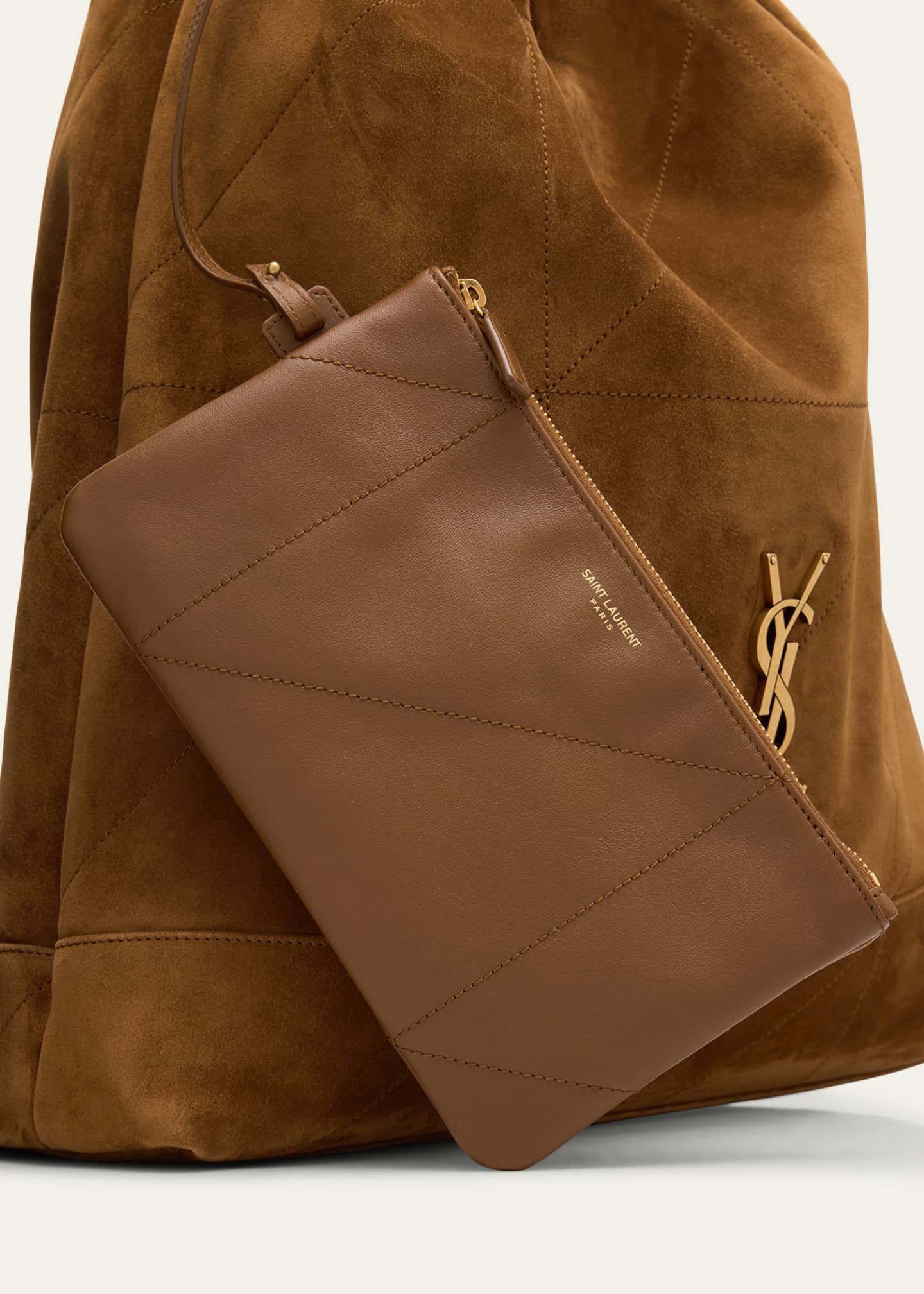 Saint Laurent Jamie Large Pochon YSL Shoulder Bag in Quilted Suede Image 4 of 5