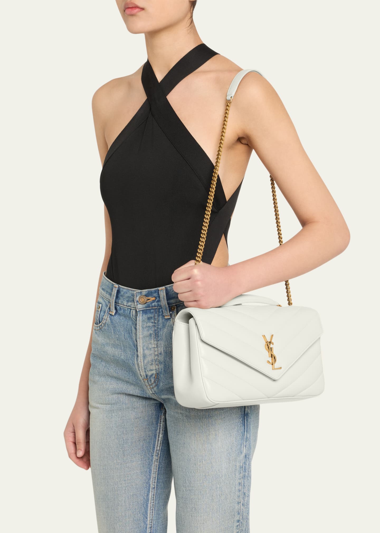 Saint Laurent Loulou Medium YSL Chain Shoulder Bag in Quilted Leather Image 2 of 6