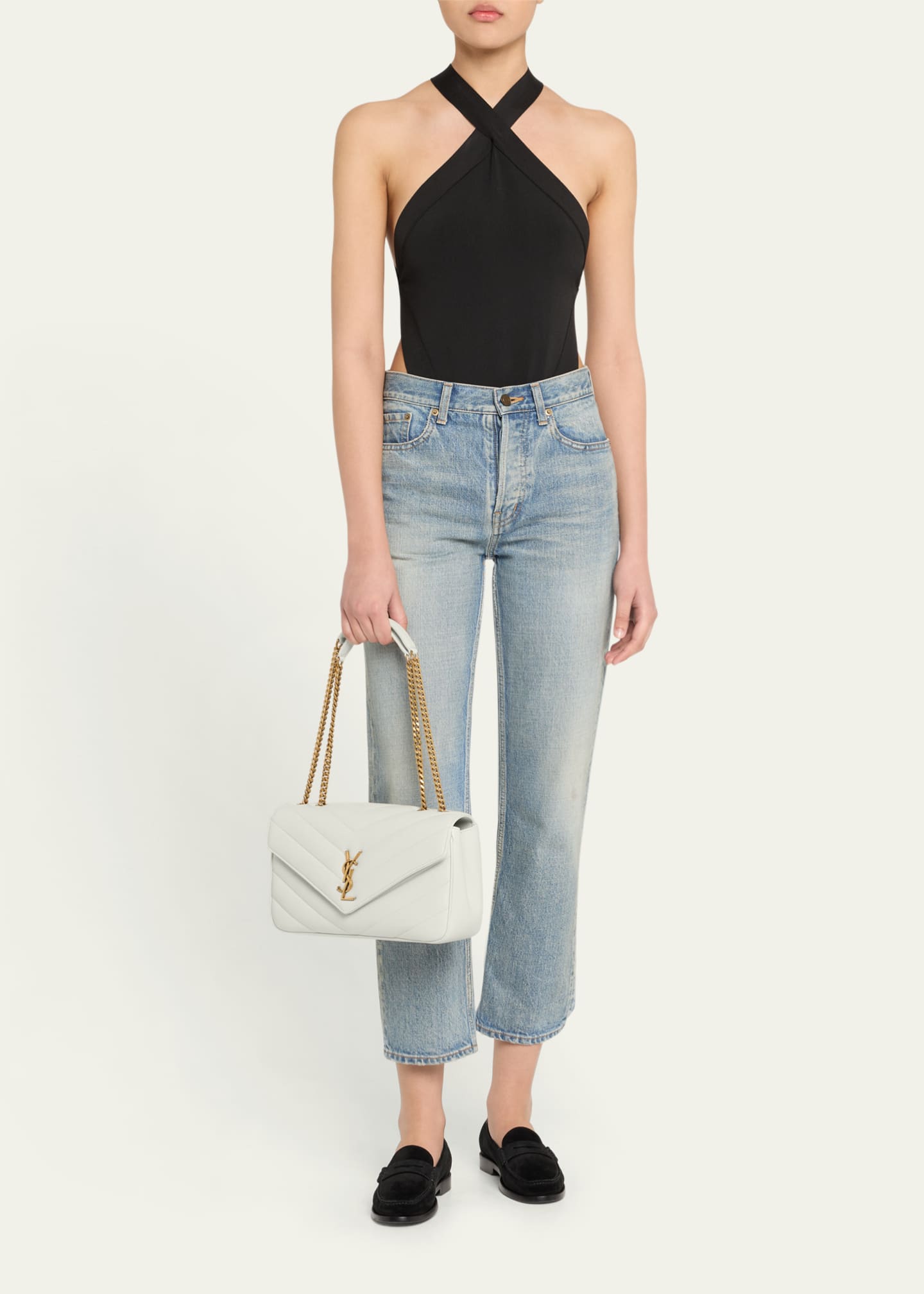 Saint Laurent Loulou Medium YSL Chain Shoulder Bag in Quilted Leather Image 5 of 6