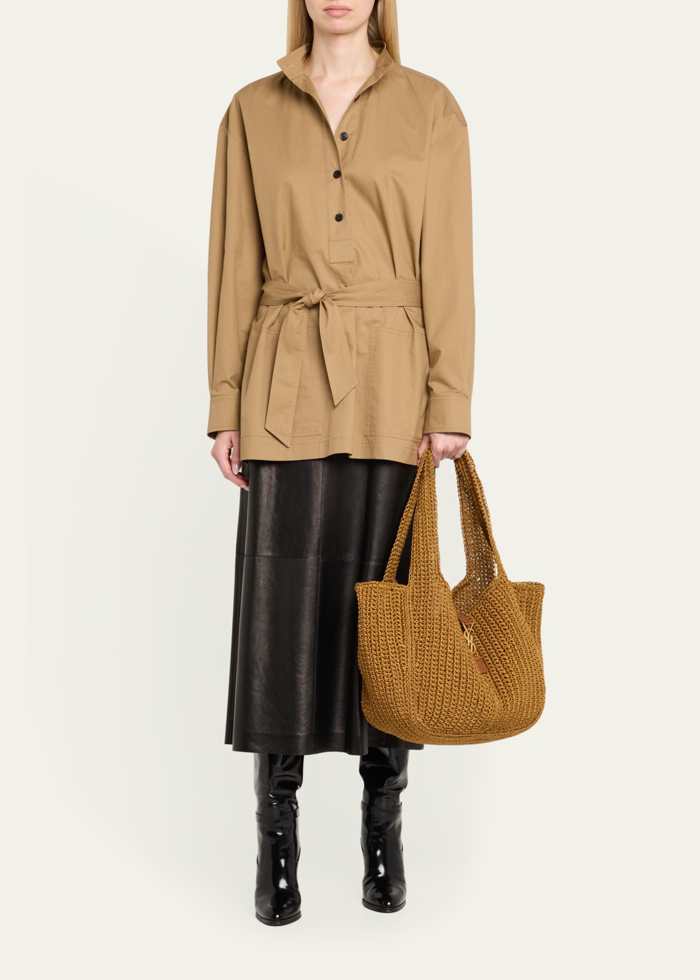 Saint Laurent Bea YSL Tote Bag in Cord and Leather Image 5 of 6