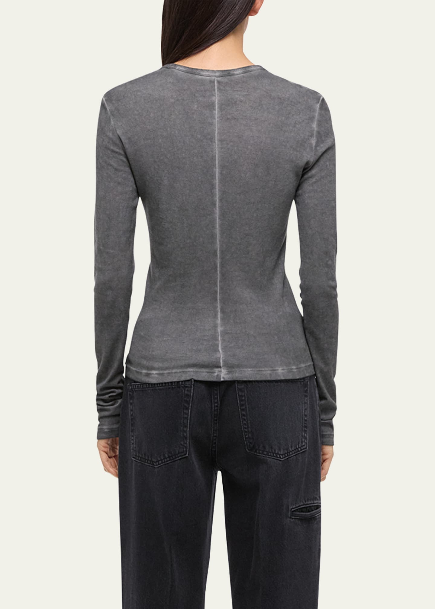 Helmut Lang Long-Sleeve Garment-Dyed Tee Image 3 of 4