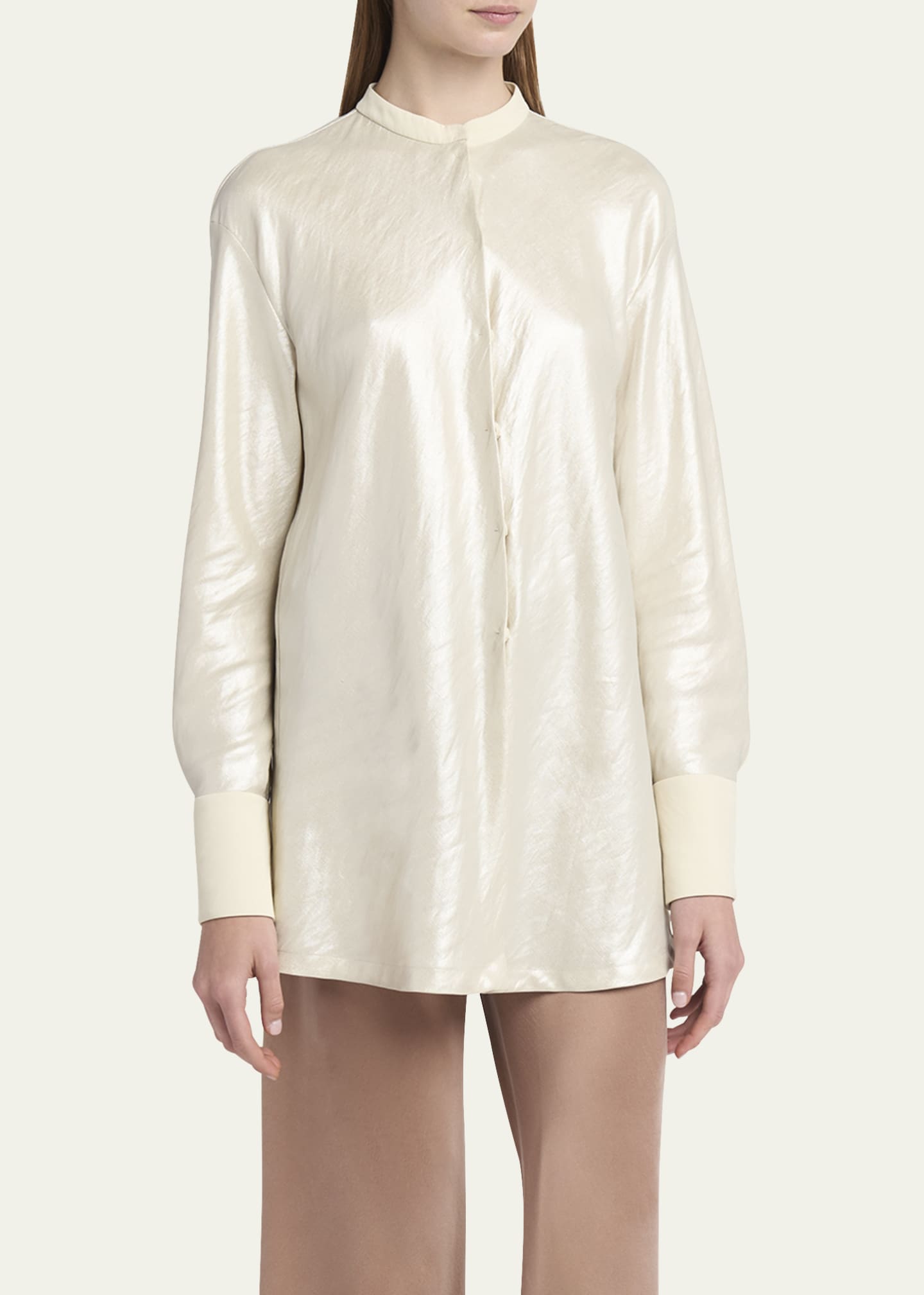 Giorgio Armani Button Down Viscose-Blend Shirt Image 4 of 5