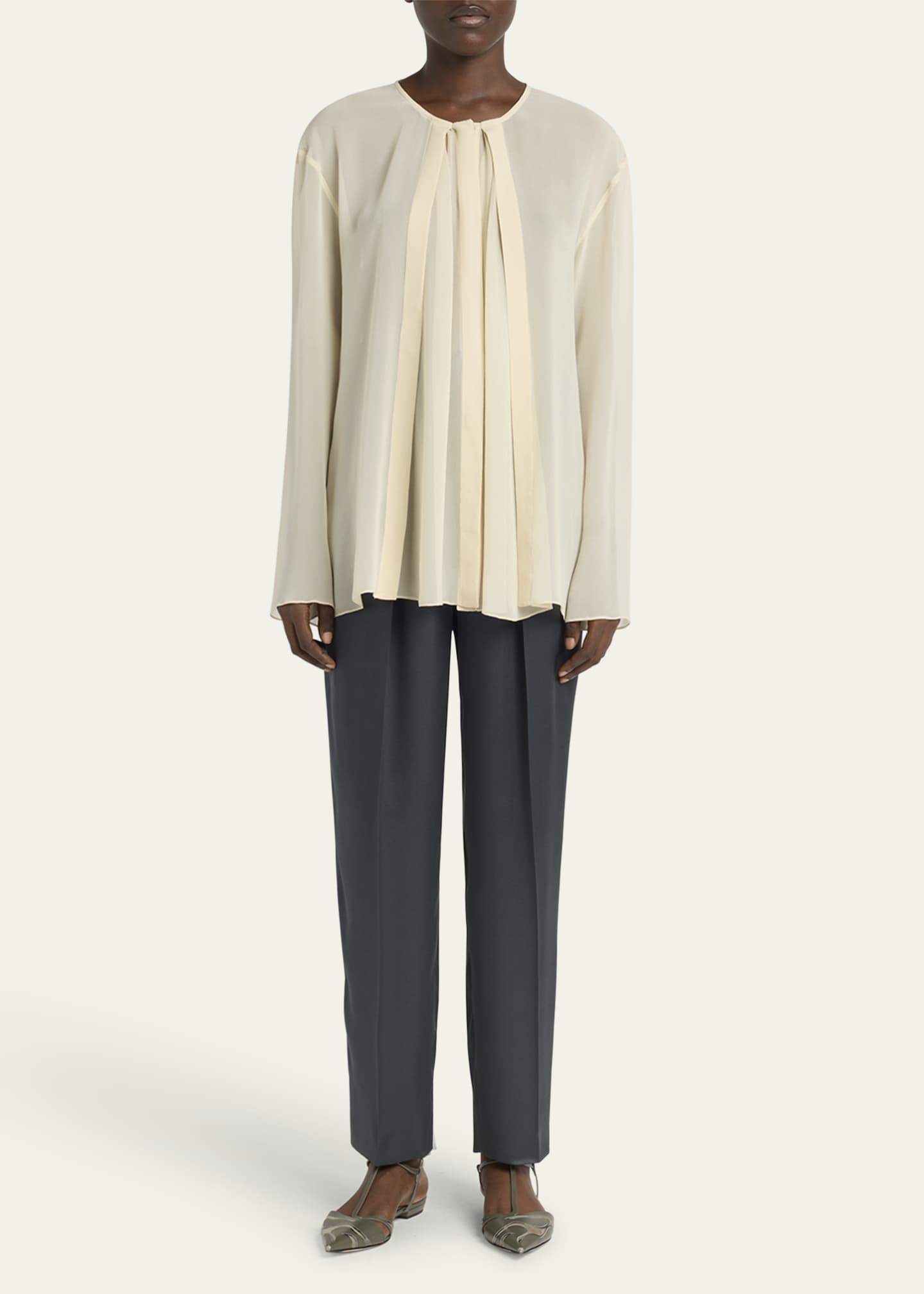 Giorgio Armani Pleated Silk Blouse Image 2 of 5