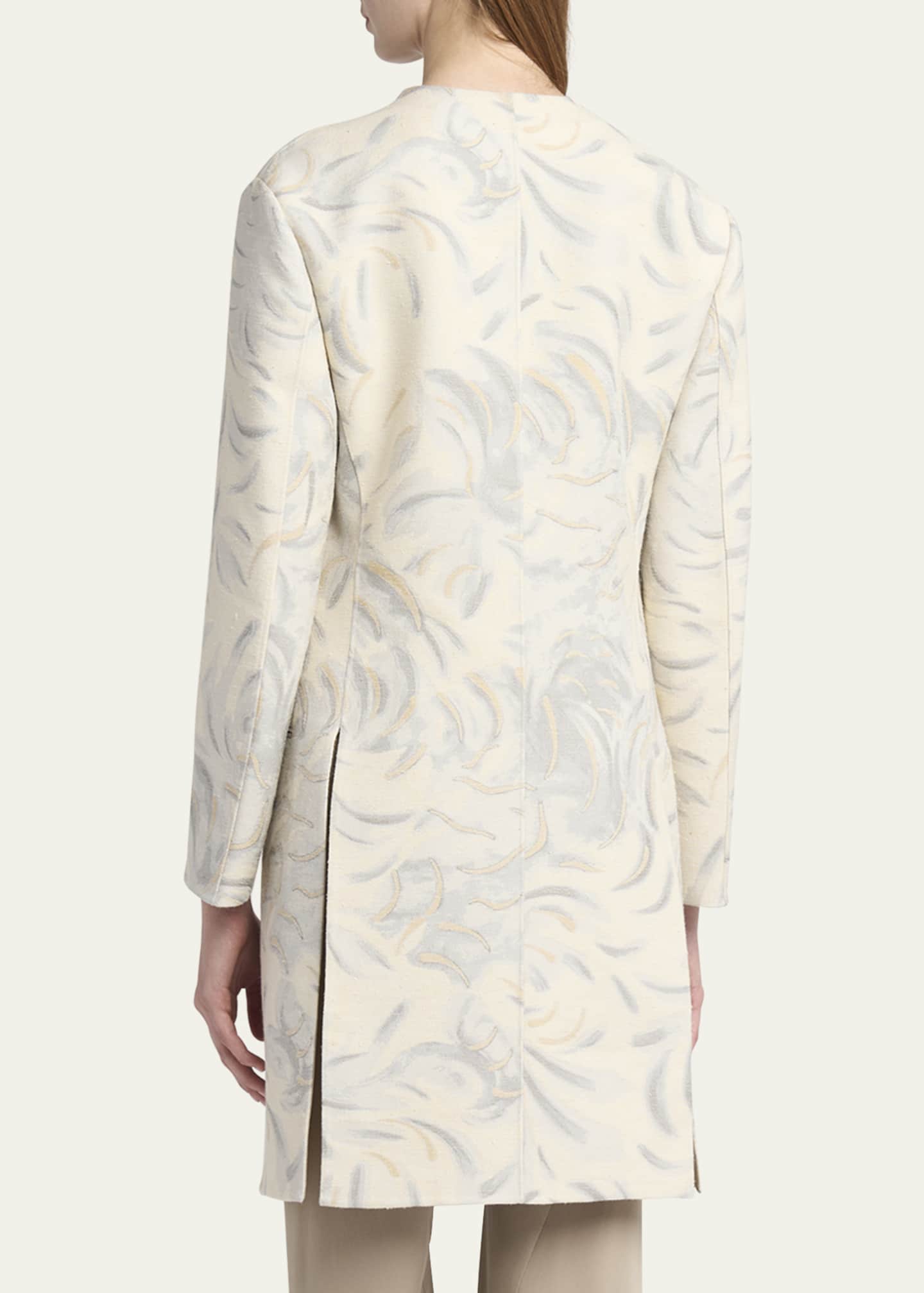 Giorgio Armani Abstract V-Neck Silk Coat Image 3 of 5