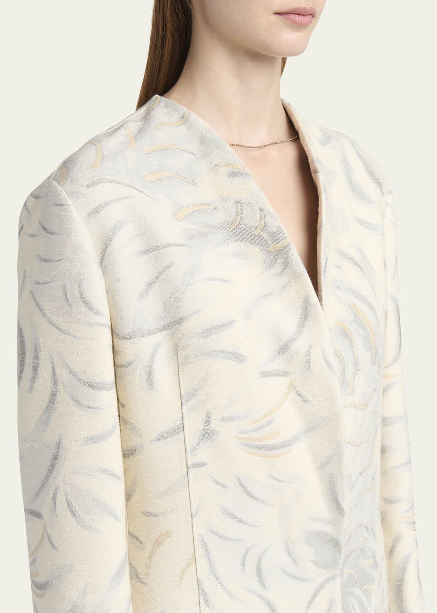Giorgio Armani Abstract V-Neck Silk Coat Image 5 of 5
