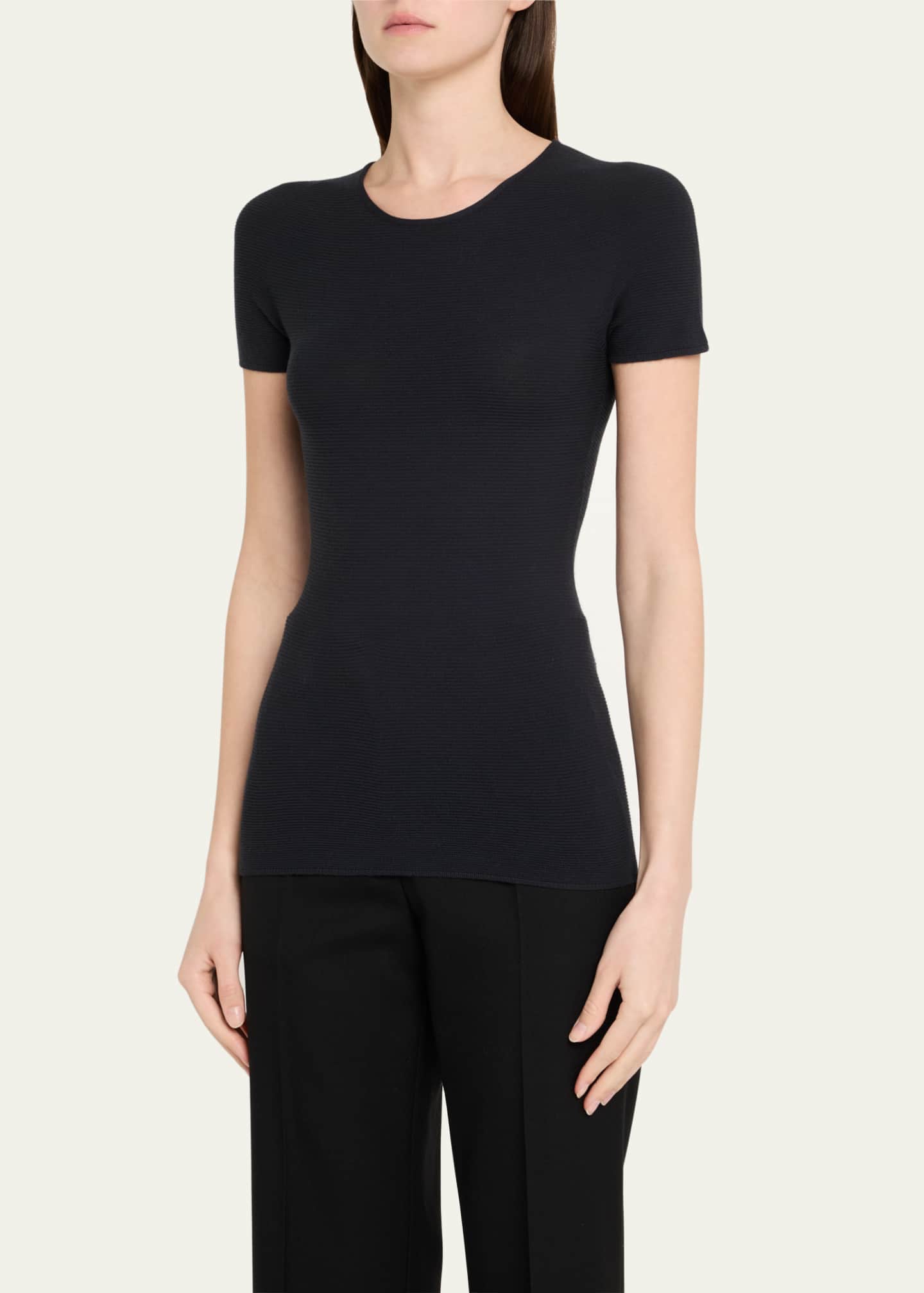 Giorgio Armani Short-Sleeve Seamless Sweater Image 4 of 5