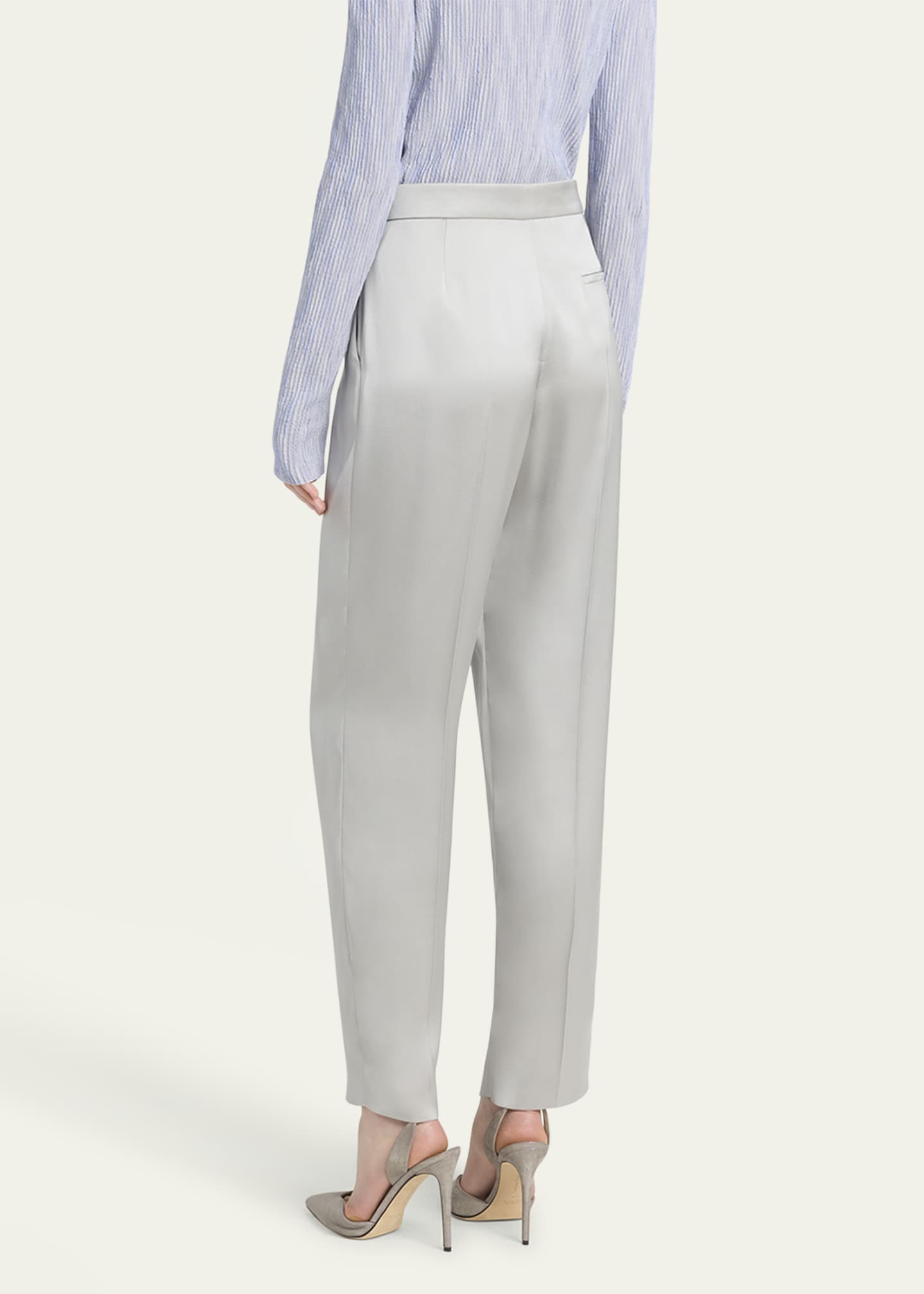 Giorgio Armani Pleated Skinny Leg Silk Trousers Image 3 of 5