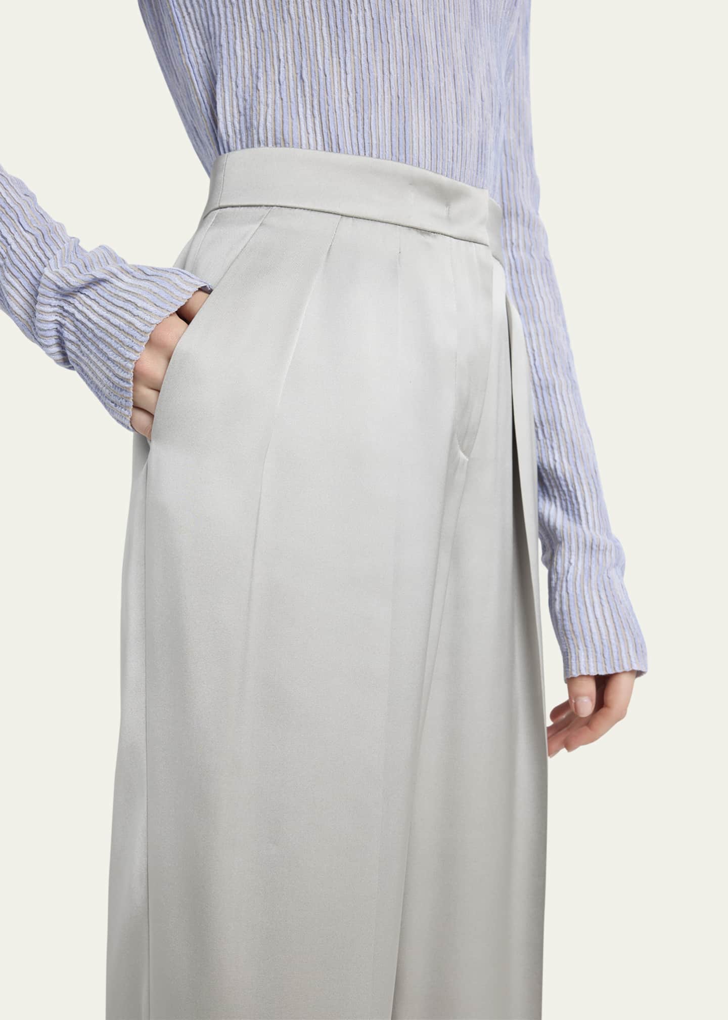 Giorgio Armani Pleated Skinny Leg Silk Trousers Image 5 of 5