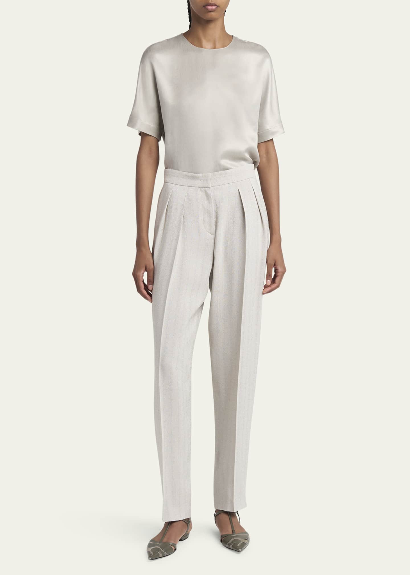 Giorgio Armani Pleated Viscose-Blend Trousers Image 2 of 5