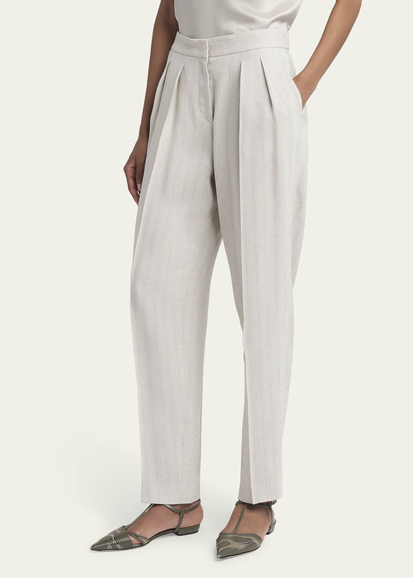 Giorgio Armani Pleated Viscose-Blend Trousers Image 4 of 5