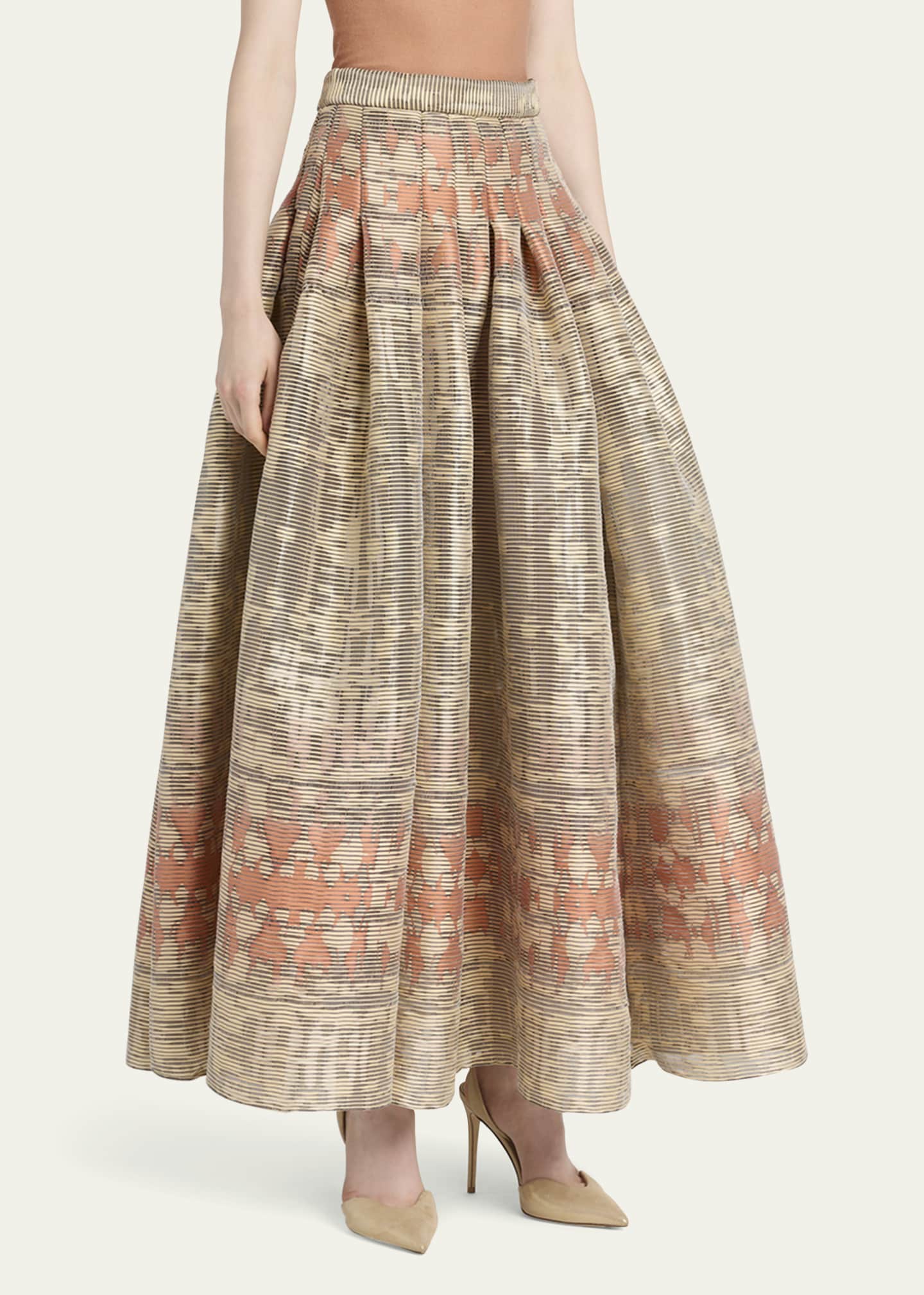 Giorgio Armani Long Abstract Pleated Skirt Image 4 of 5