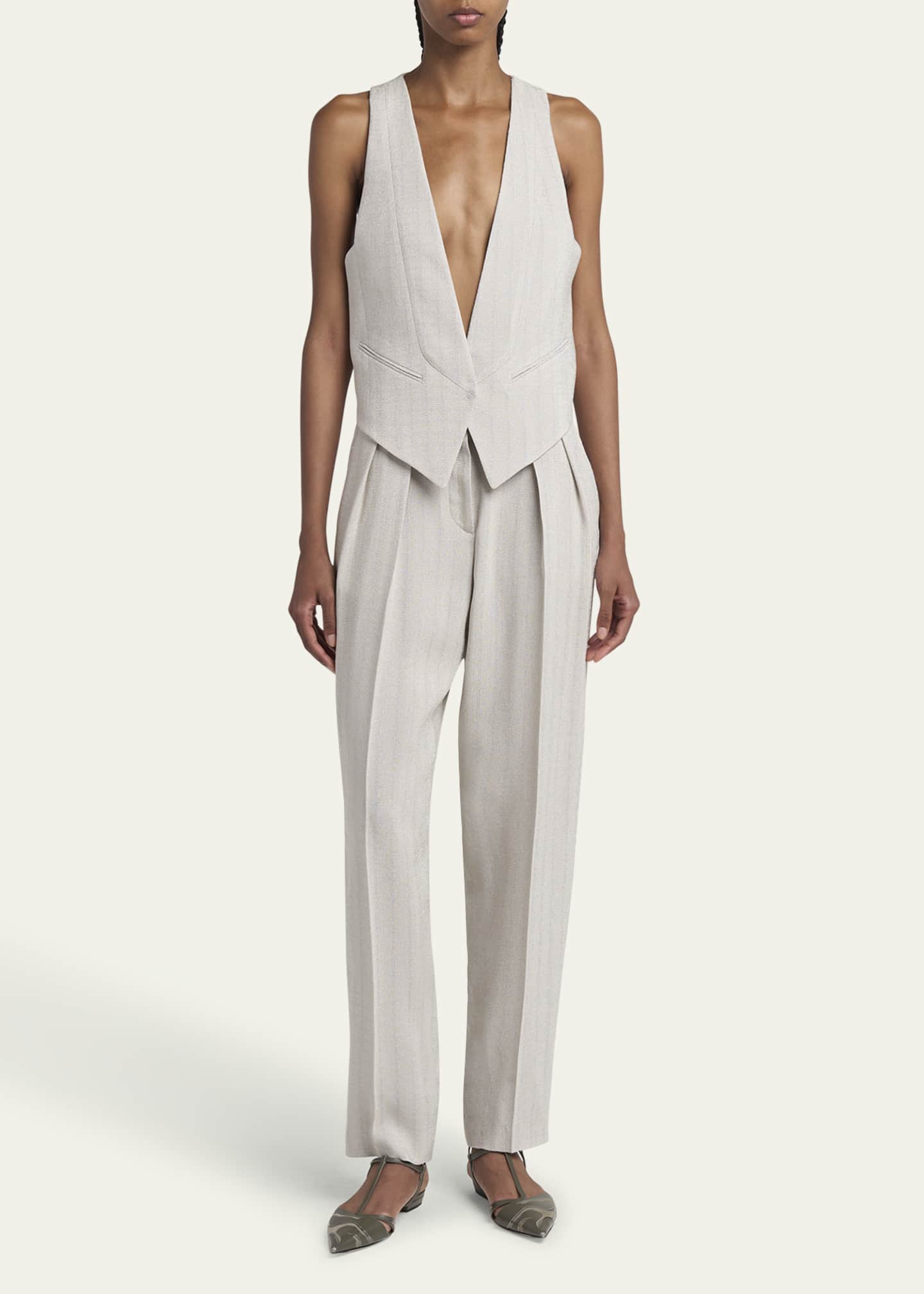 Giorgio Armani V-Neck Cutout Viscose-Blend Vest Image 2 of 5