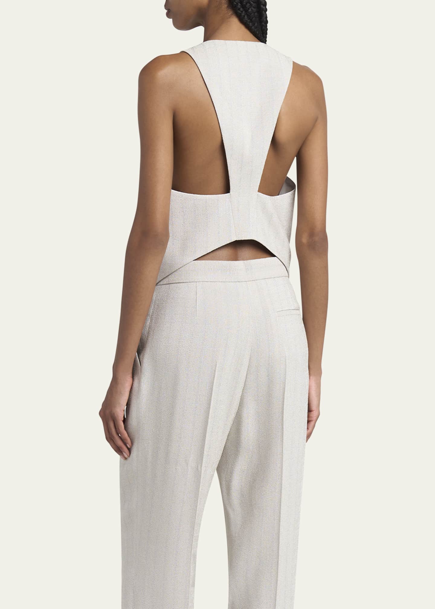 Giorgio Armani V-Neck Cutout Viscose-Blend Vest Image 3 of 5