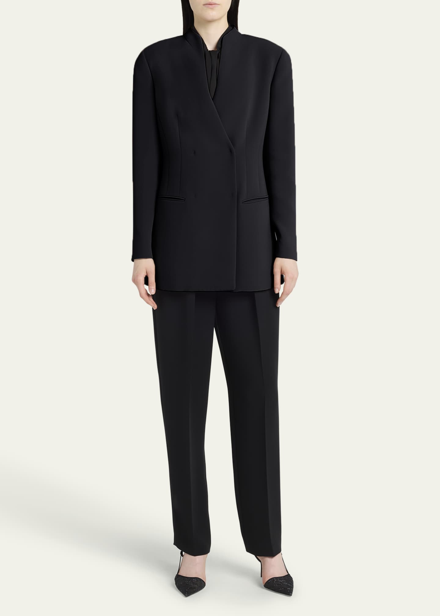 Giorgio Armani Tailored Double-Breasted Silk Blazer Image 2 of 5