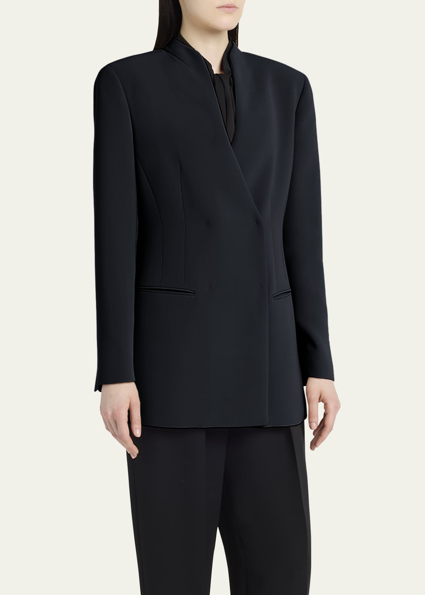 Giorgio Armani Tailored Double-Breasted Silk Blazer Image 4 of 5