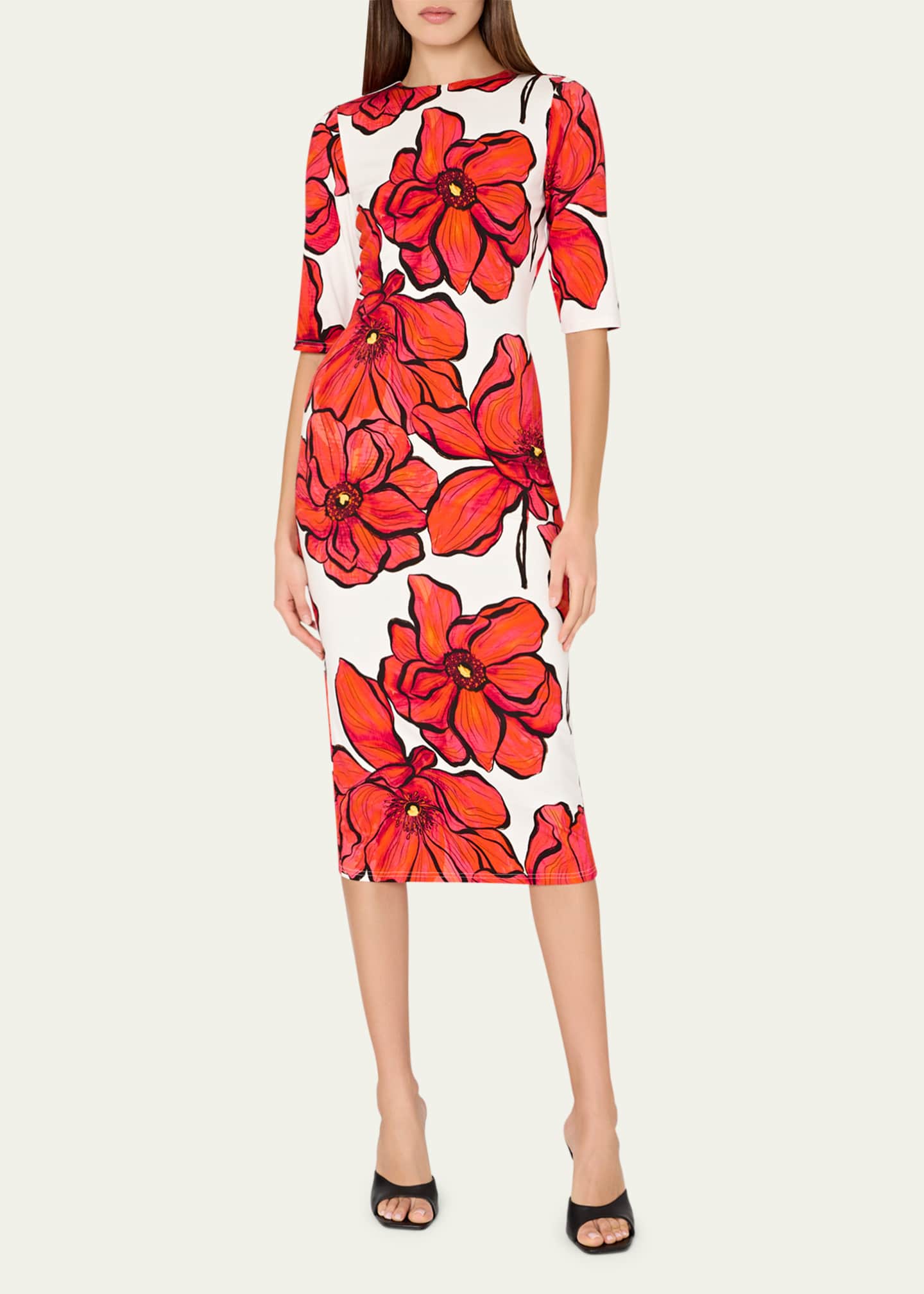 Milly Windflower Jersey Midi Dress Image 2 of 5