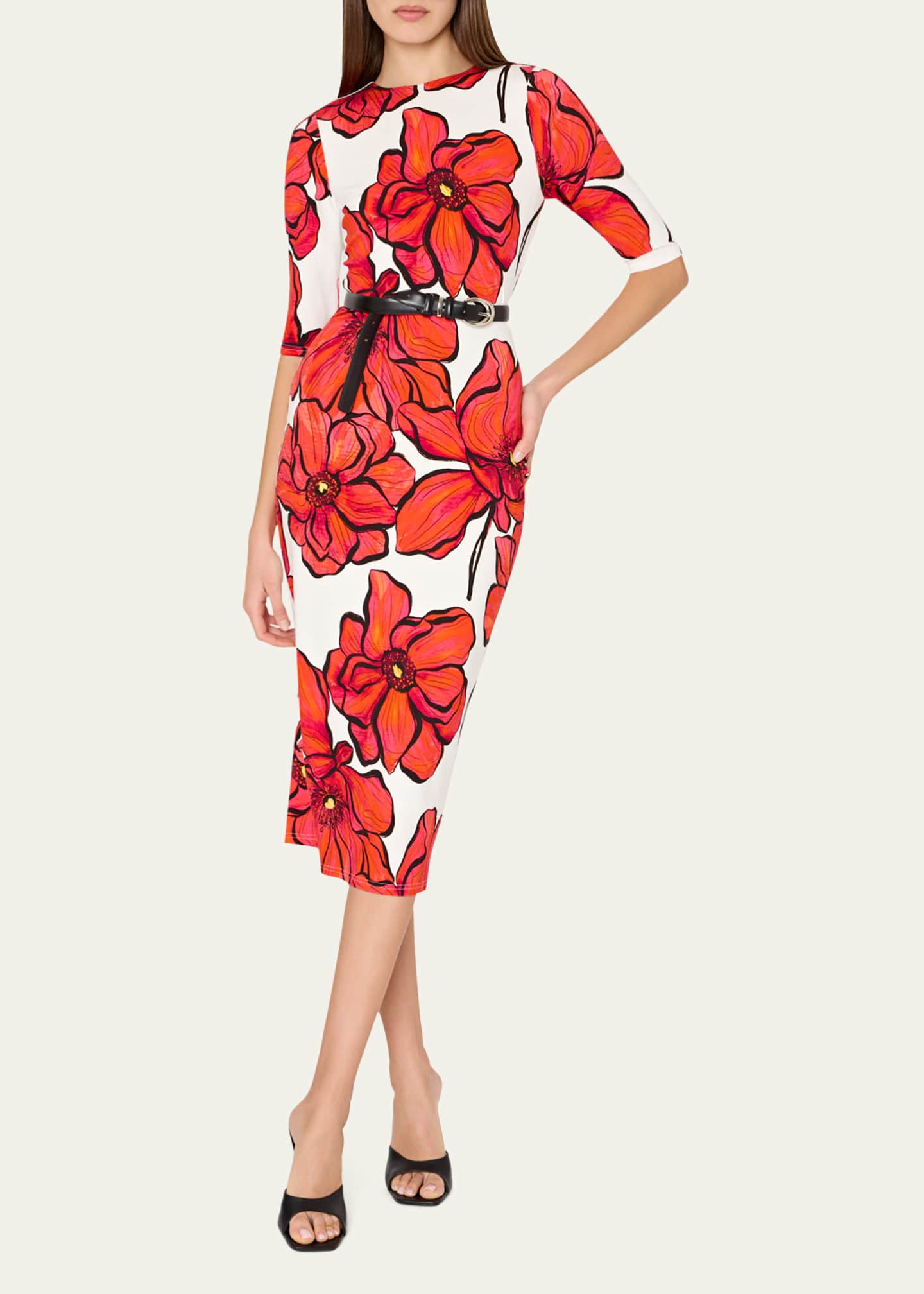 Milly Windflower Jersey Midi Dress Image 4 of 5
