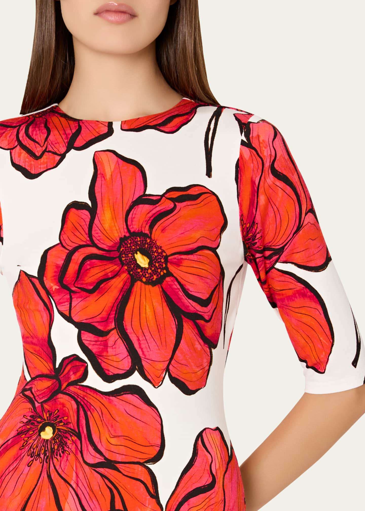 Milly Windflower Jersey Midi Dress Image 5 of 5