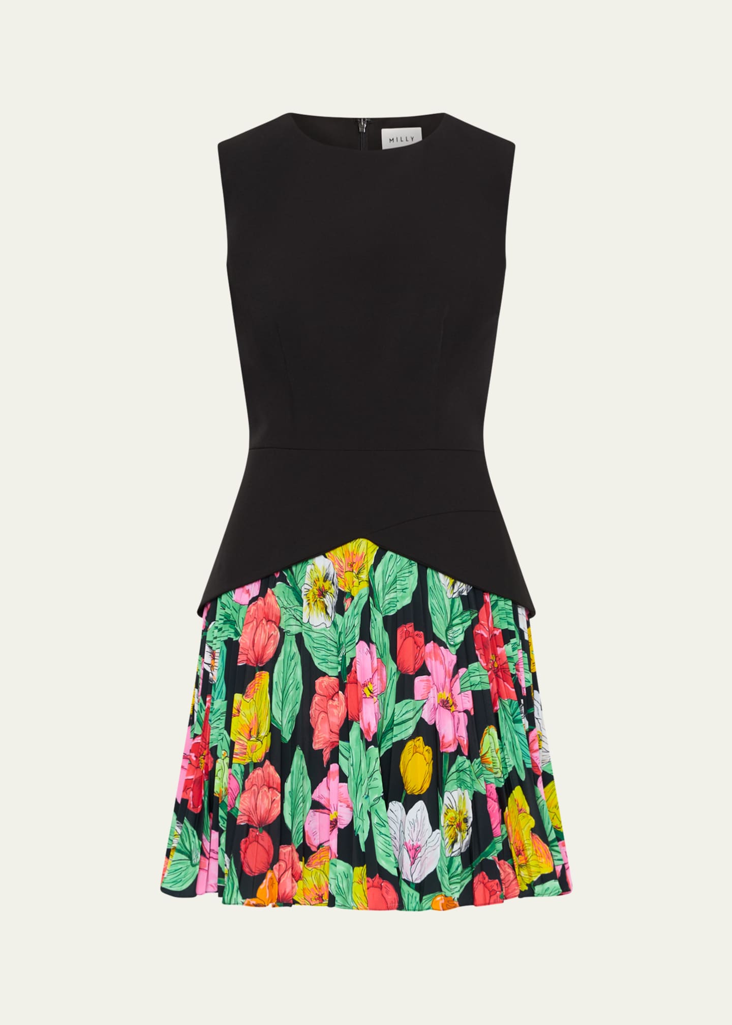 Milly Haddy Tulip Rosette Pleated Mini Dress Image 1 of 4