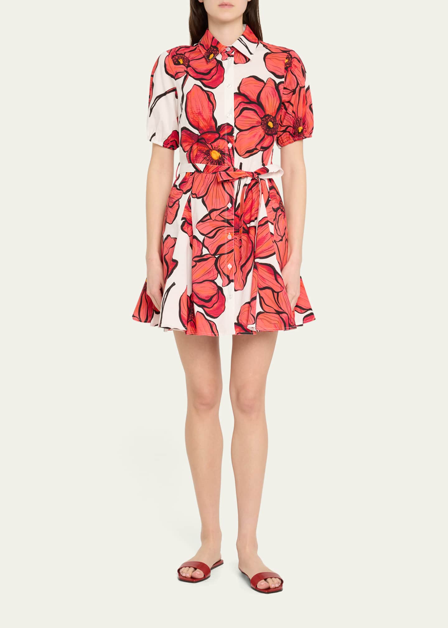 Milly Juni Floral-Print Godet Poplin Mini Dress Image 2 of 5
