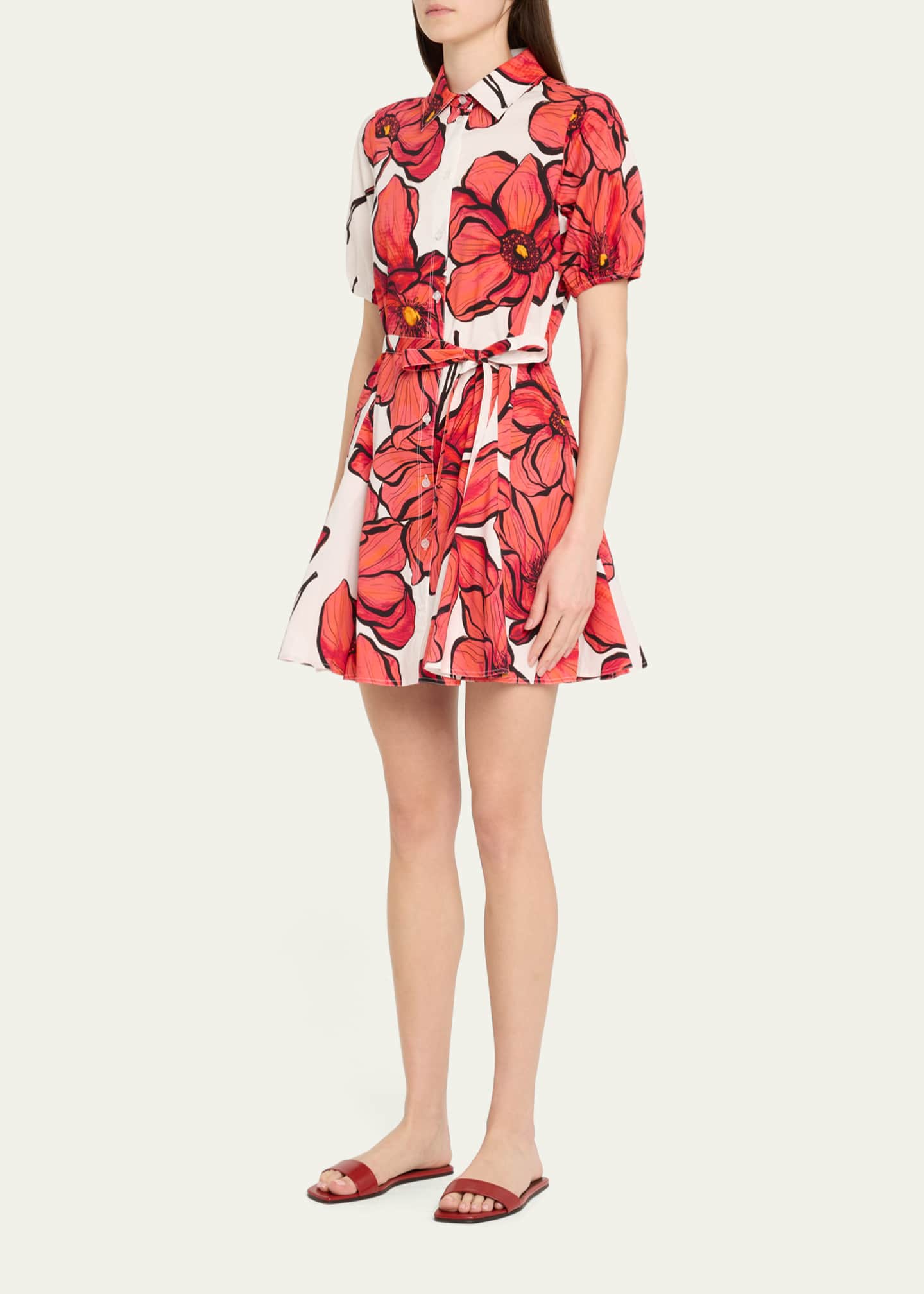 Milly Juni Floral-Print Godet Poplin Mini Dress Image 4 of 5