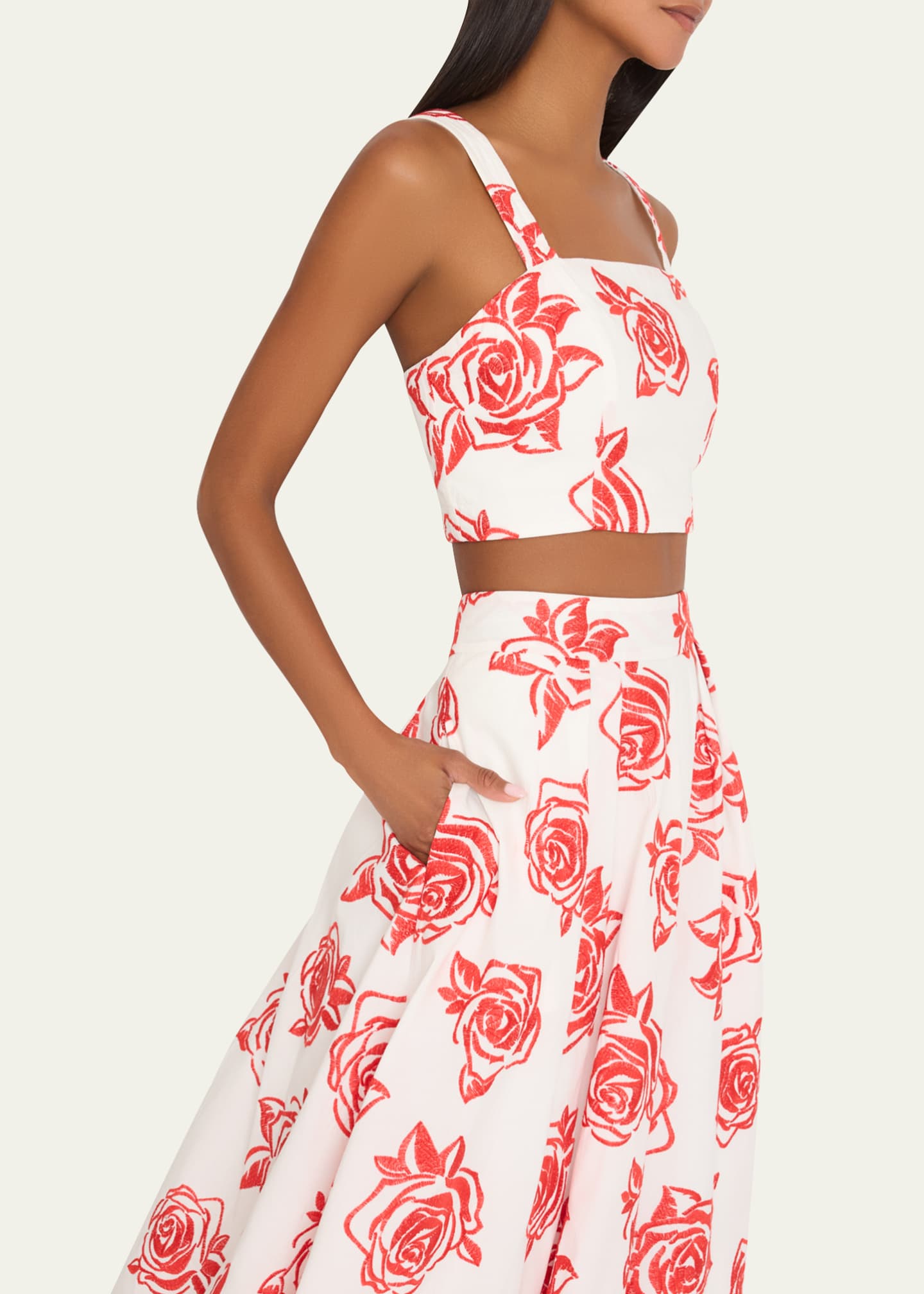 Milly Juliet Rose Embroidered Midi Skirt Image 4 of 4